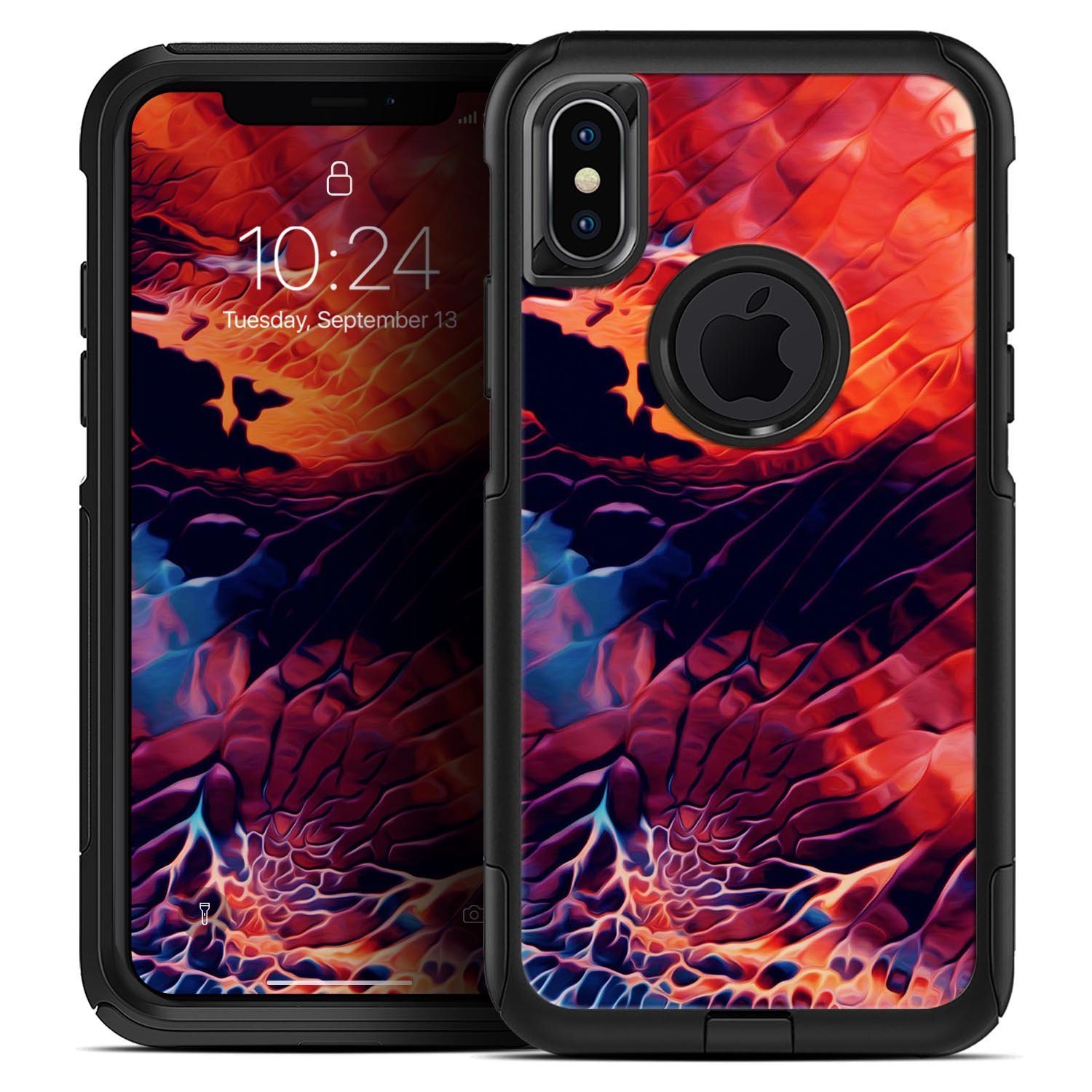 Blurred Abstract Flow V59 Skin Kit for iPhone OtterBox Cases, showcasing vibrant design and premium materials.