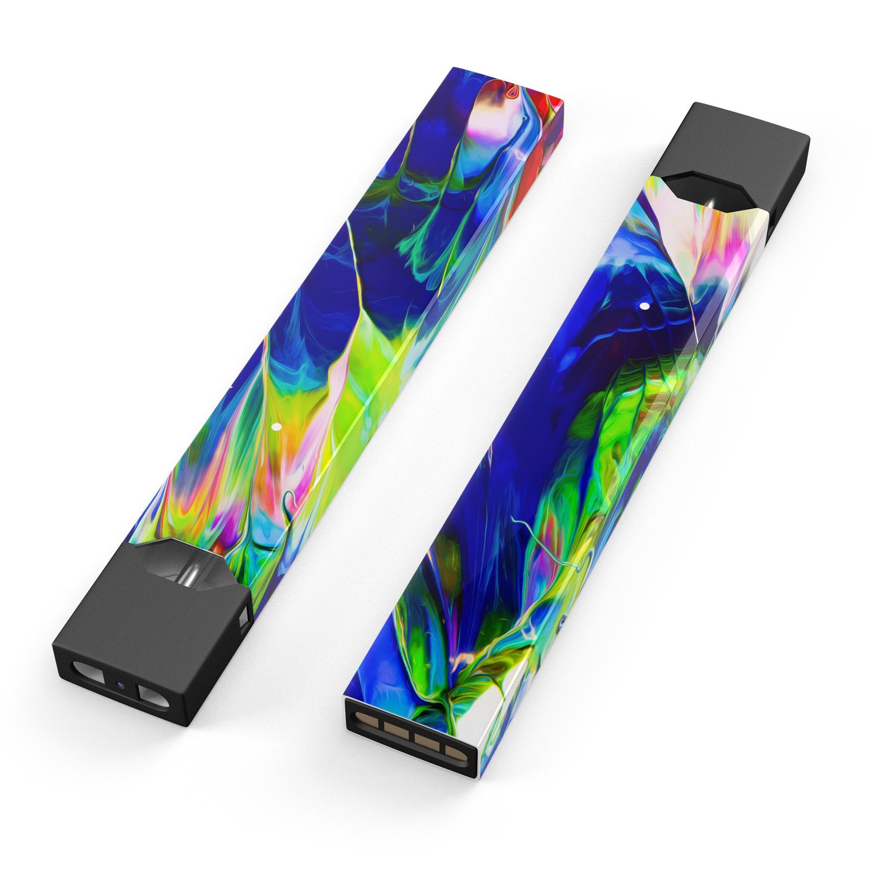 Blurred Abstract Flow V6 skin-wrap sticker designed for JUUL vaping device, showcasing vibrant colors and a unique abstract pattern.