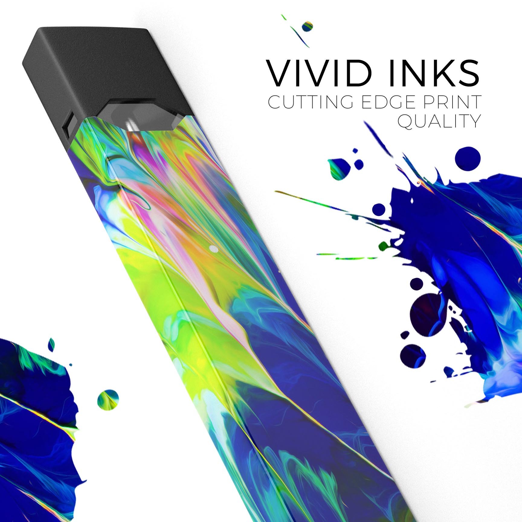 Blurred Abstract Flow V6 skin-wrap sticker designed for JUUL vaping device, showcasing vibrant colors and a unique abstract pattern.