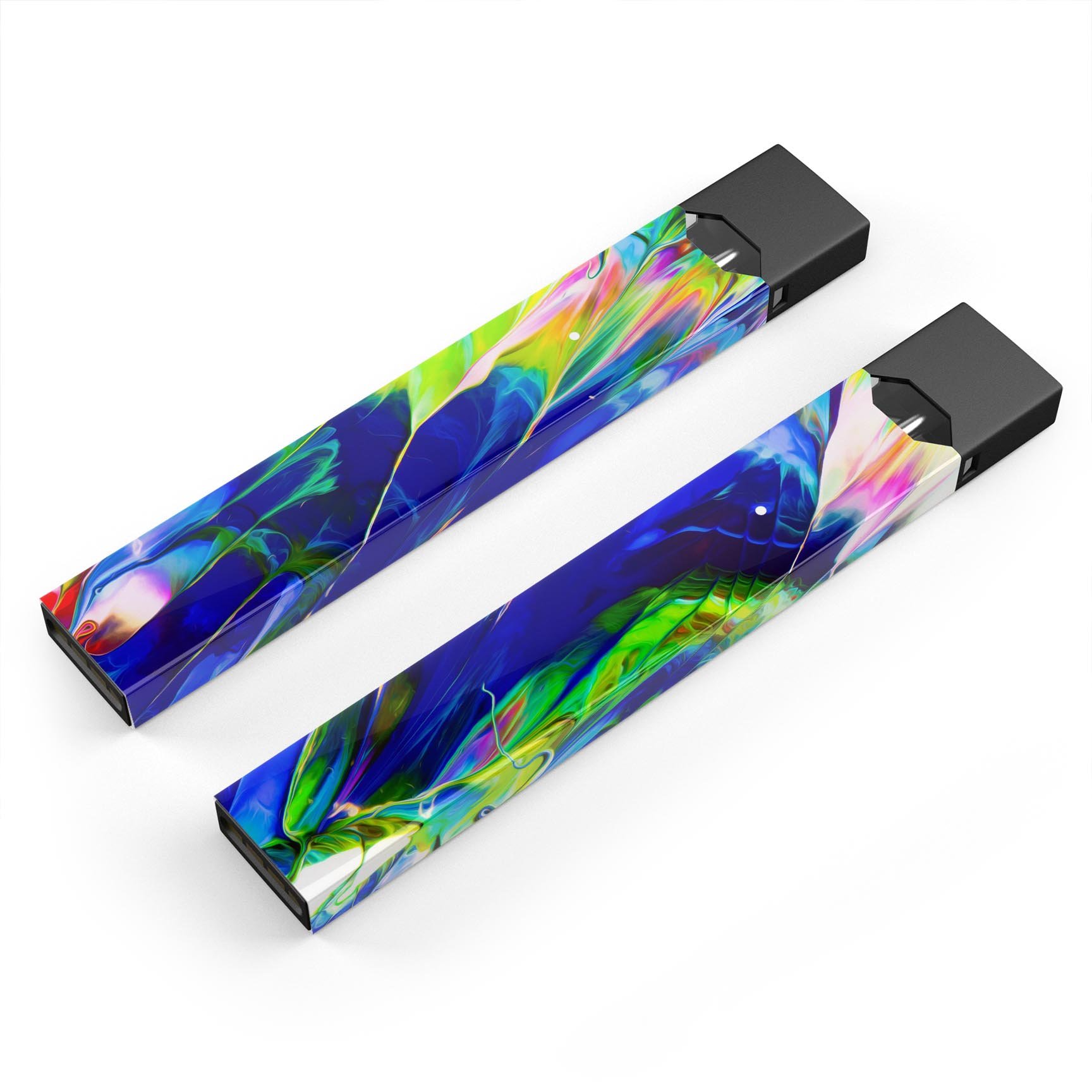 Blurred Abstract Flow V6 skin-wrap sticker designed for JUUL vaping device, showcasing vibrant colors and a unique abstract pattern.