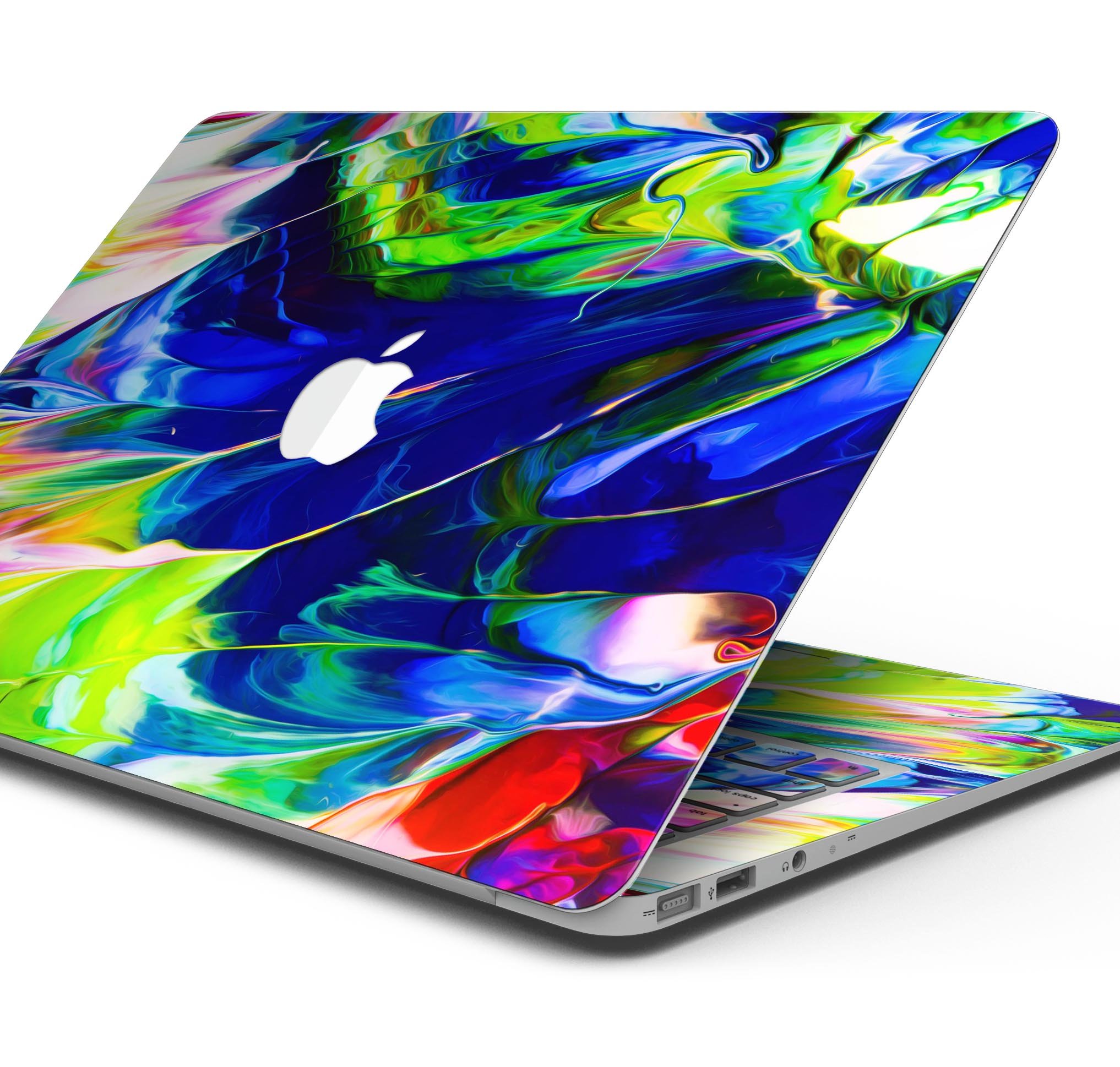 Blurred Abstract Flow V6 skin decal wrap kit for Apple MacBook, showcasing vibrant abstract design and premium vinyl material.