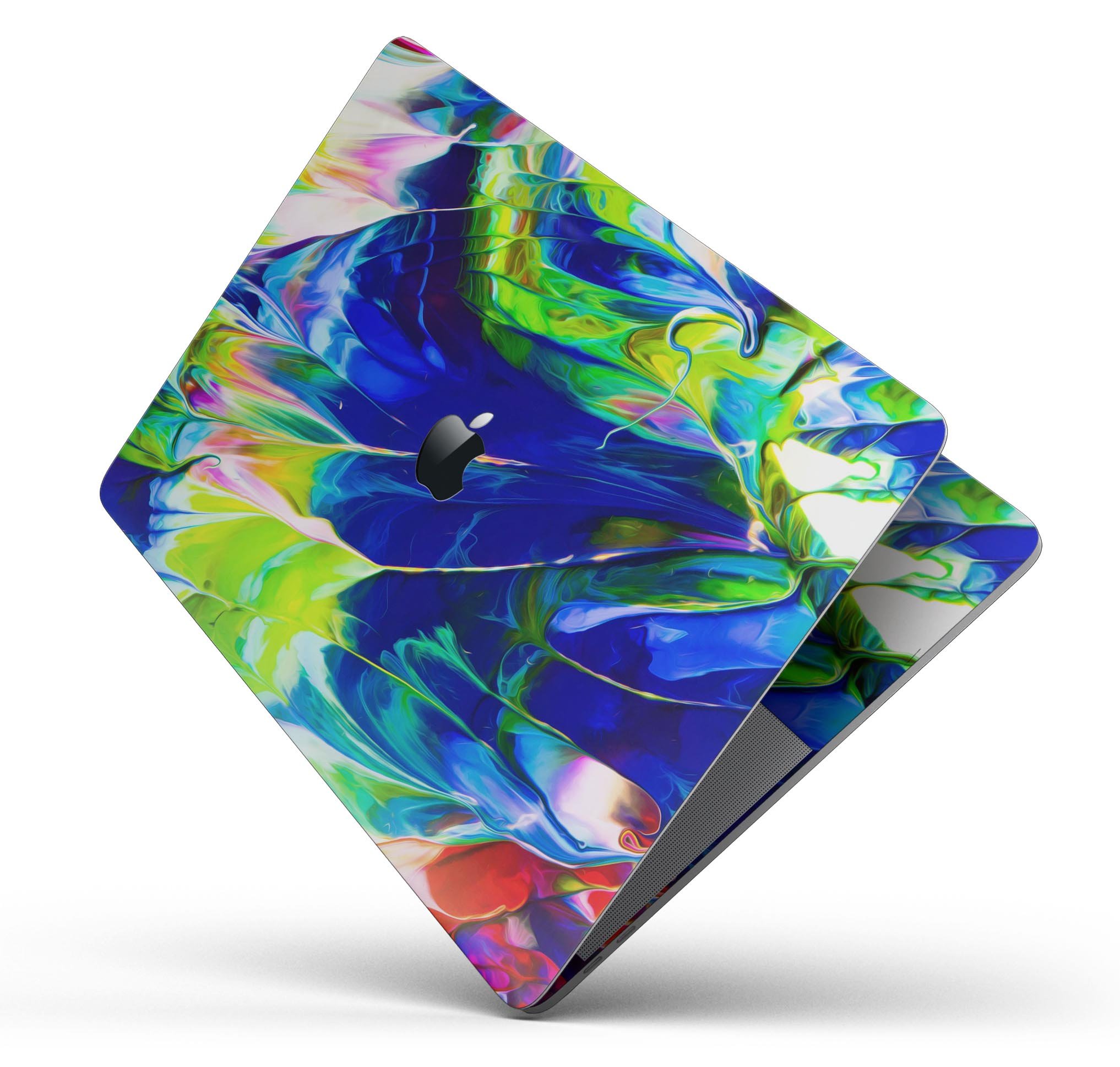 Blurred Abstract Flow V6 skin decal wrap kit for Apple MacBook, showcasing vibrant abstract design and premium vinyl material.