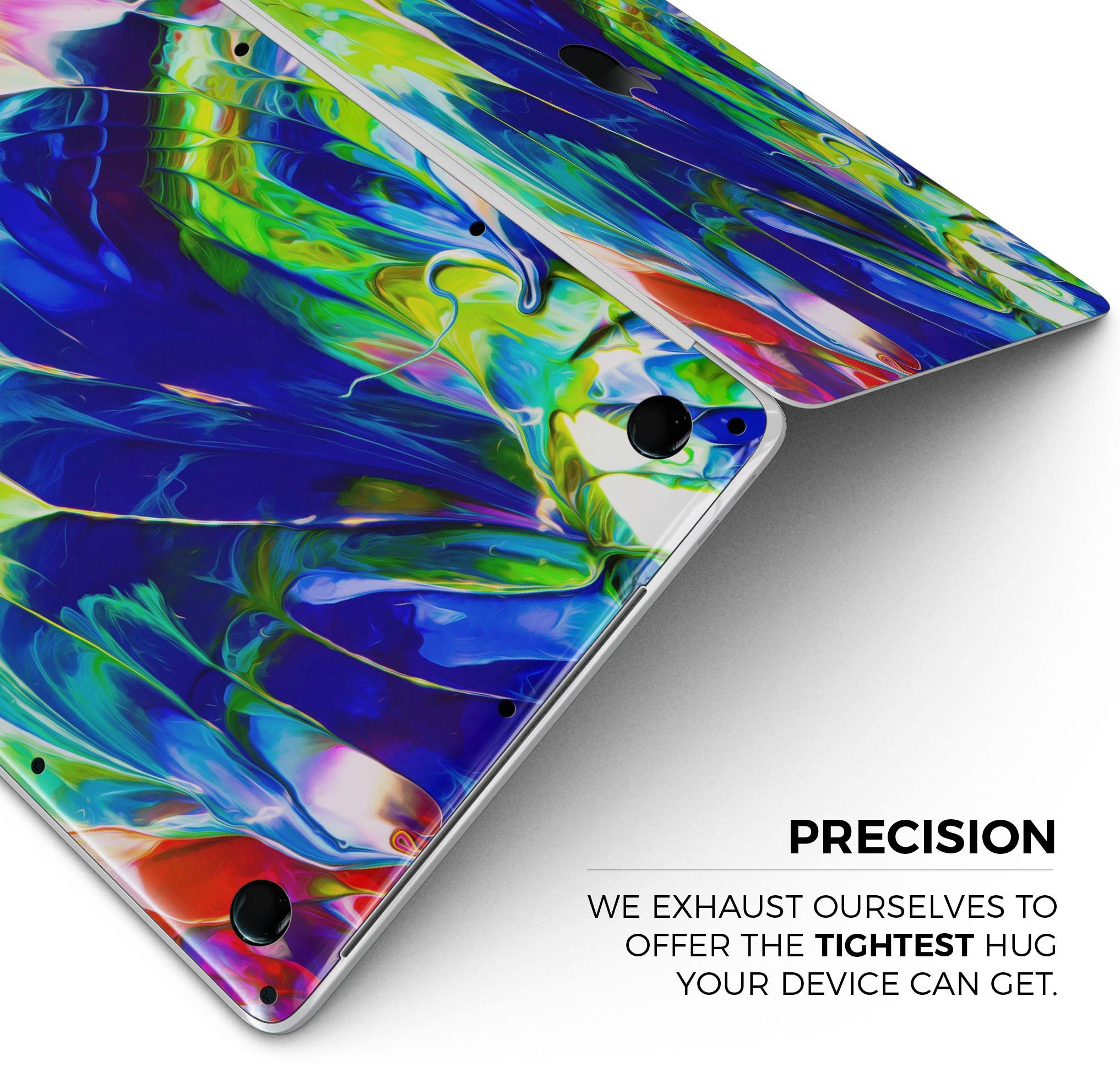 Blurred Abstract Flow V6 skin decal wrap kit for Apple MacBook, showcasing vibrant abstract design and premium vinyl material.