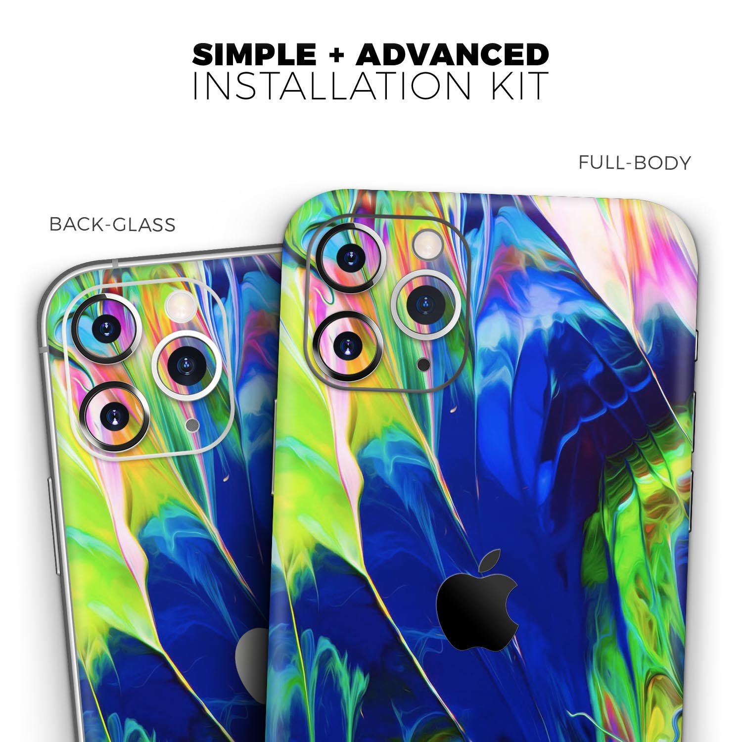 Blurred Abstract Flow V6 Skin-Kit for Apple iPhone, showcasing vibrant abstract design and premium vinyl material.