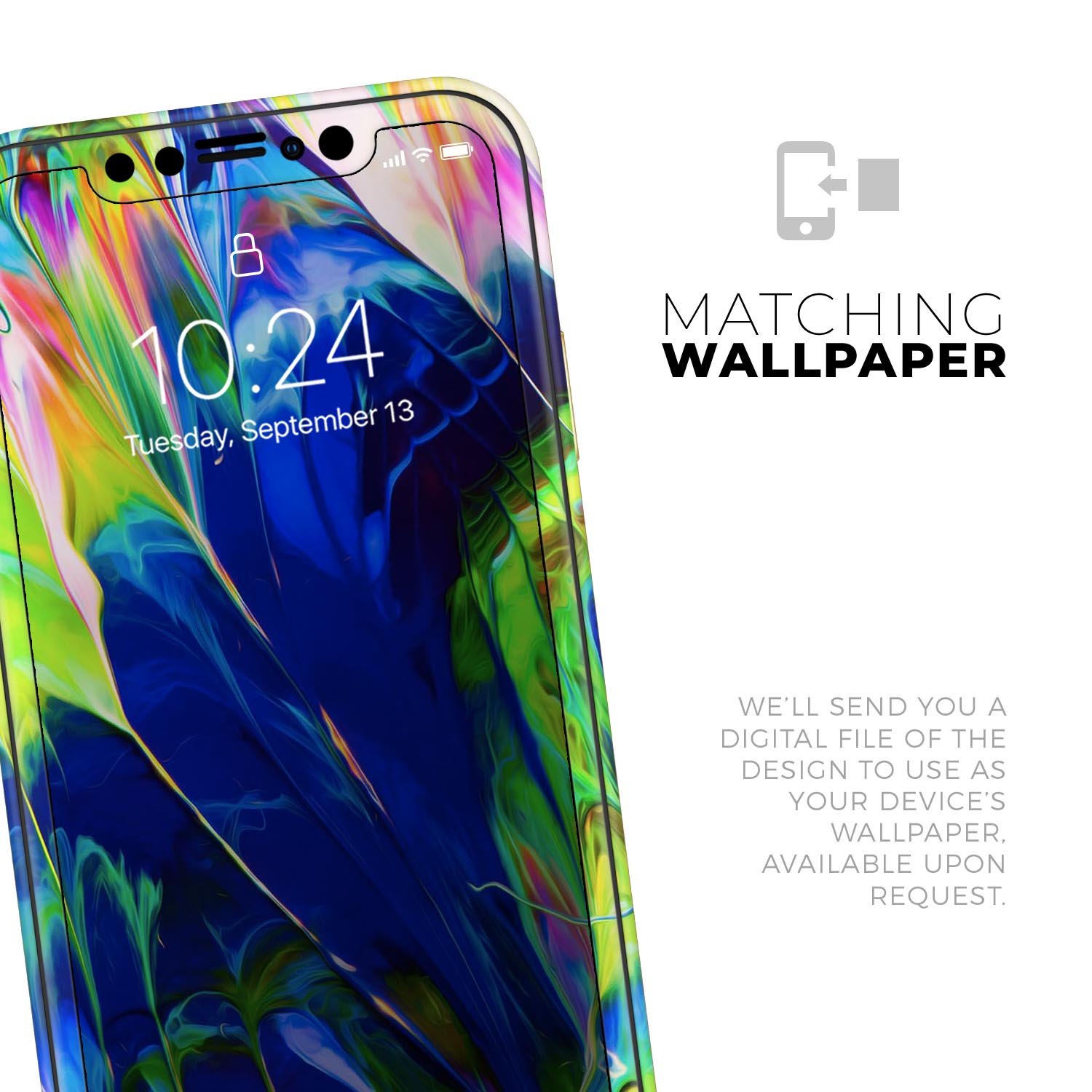 Blurred Abstract Flow V6 Skin-Kit for Apple iPhone, showcasing vibrant abstract design and premium vinyl material.