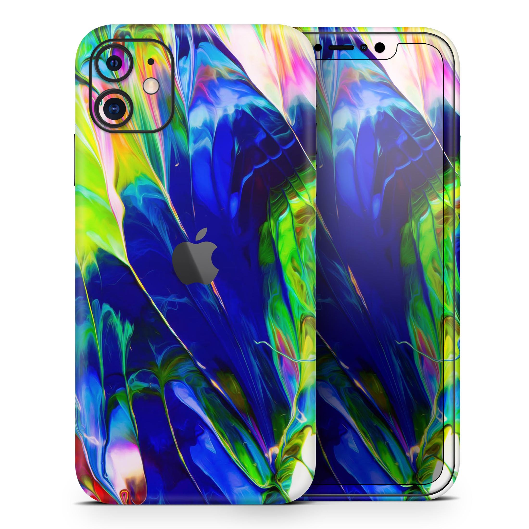 Blurred Abstract Flow V6 Skin-Kit for Apple iPhone, showcasing vibrant abstract design and premium vinyl material.