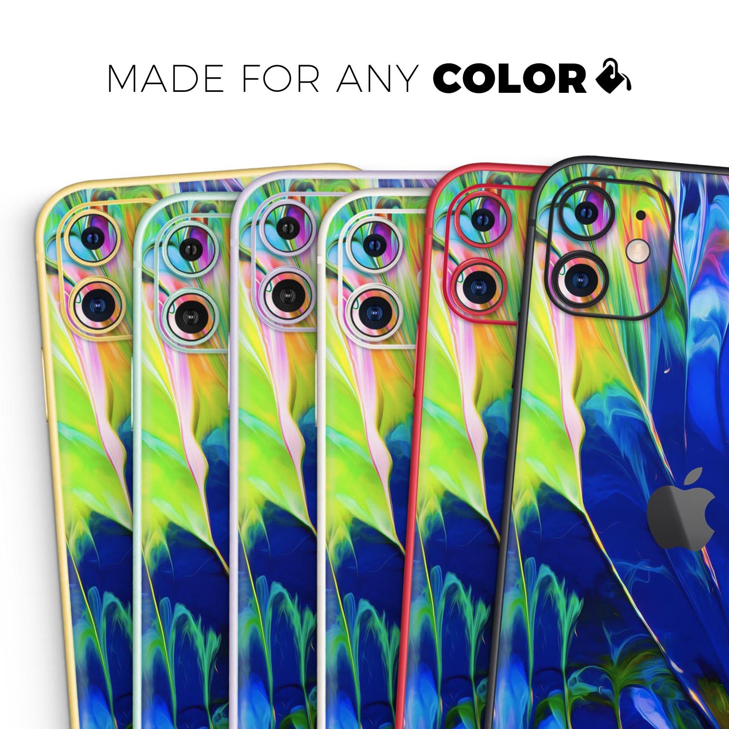 Blurred Abstract Flow V6 Skin-Kit for Apple iPhone, showcasing vibrant abstract design and premium vinyl material.