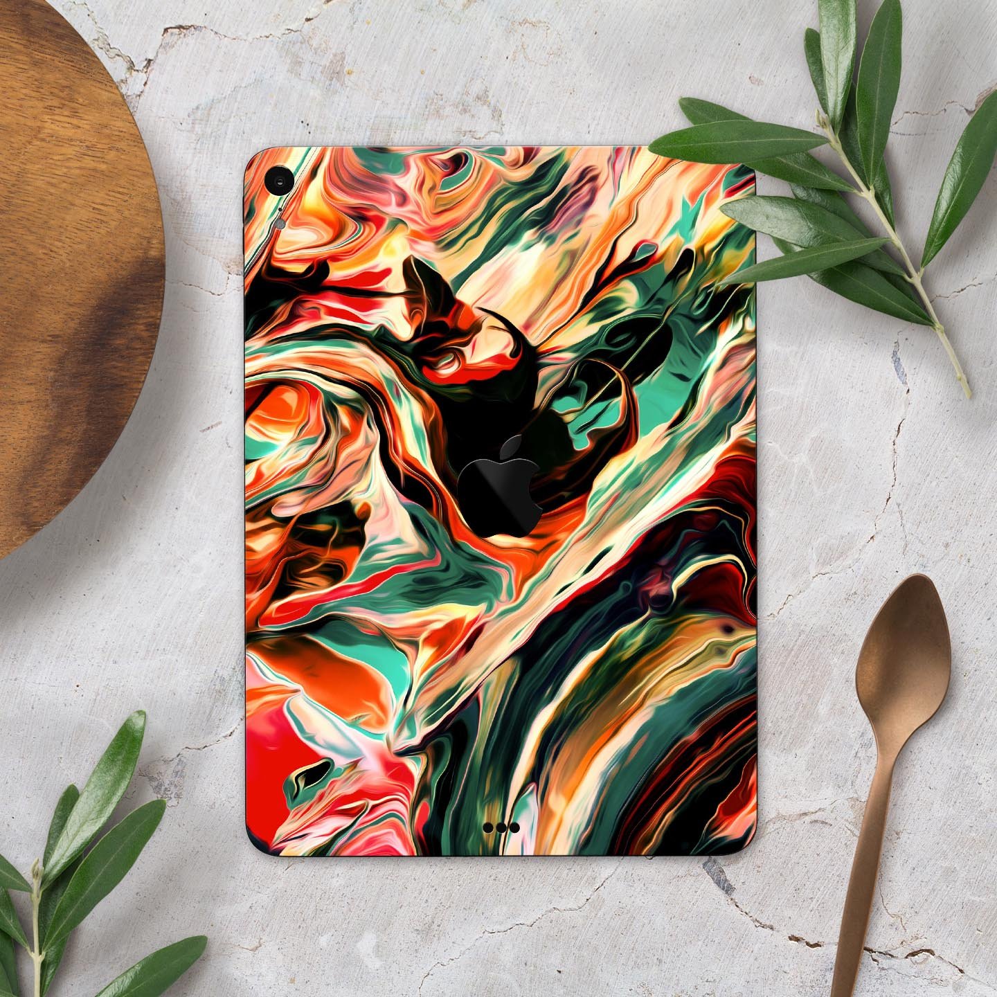 Blurred Abstract Flow V60 skin decal for Apple iPad, showcasing vibrant abstract design and premium 3M material.