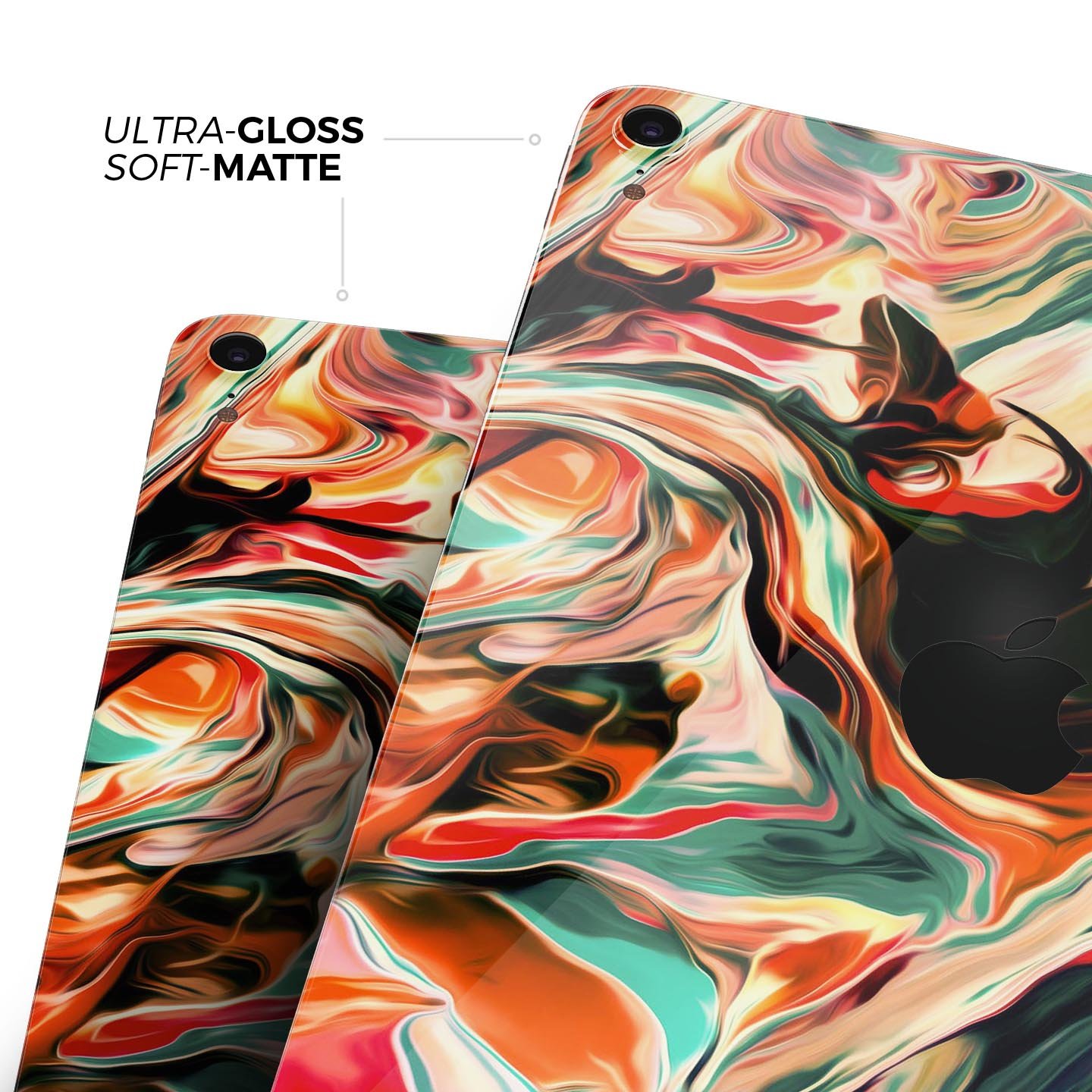 Blurred Abstract Flow V60 skin decal for Apple iPad, showcasing vibrant abstract design and premium 3M material.