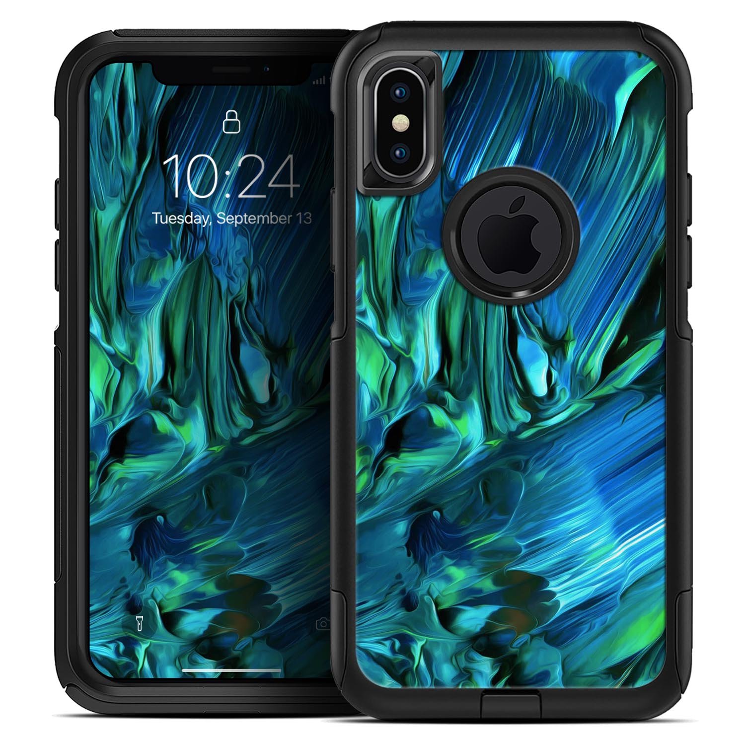 Blurred Abstract Flow V8 Skin Kit designed for iPhone OtterBox cases, showcasing a modern abstract design with vibrant colors.