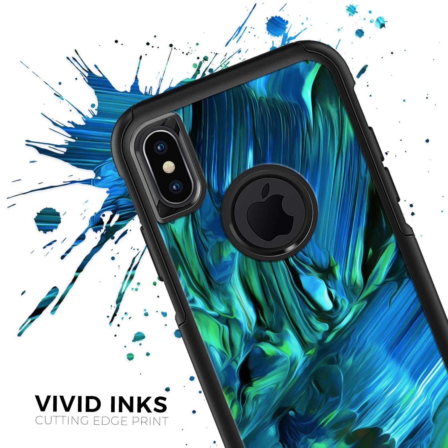 Blurred Abstract Flow V8 Skin Kit designed for iPhone OtterBox cases, showcasing a modern abstract design with vibrant colors.