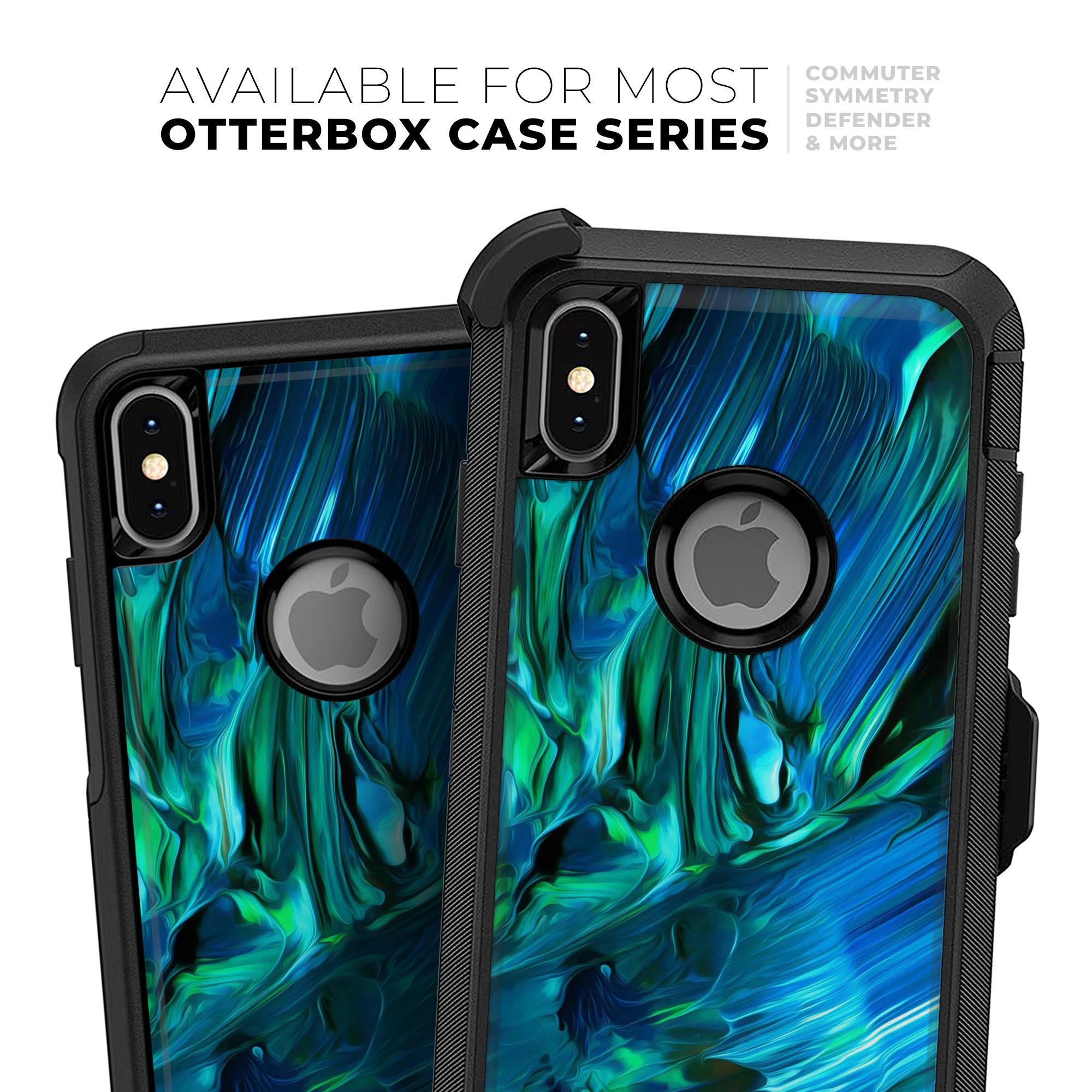 Blurred Abstract Flow V8 Skin Kit designed for iPhone OtterBox cases, showcasing a modern abstract design with vibrant colors.