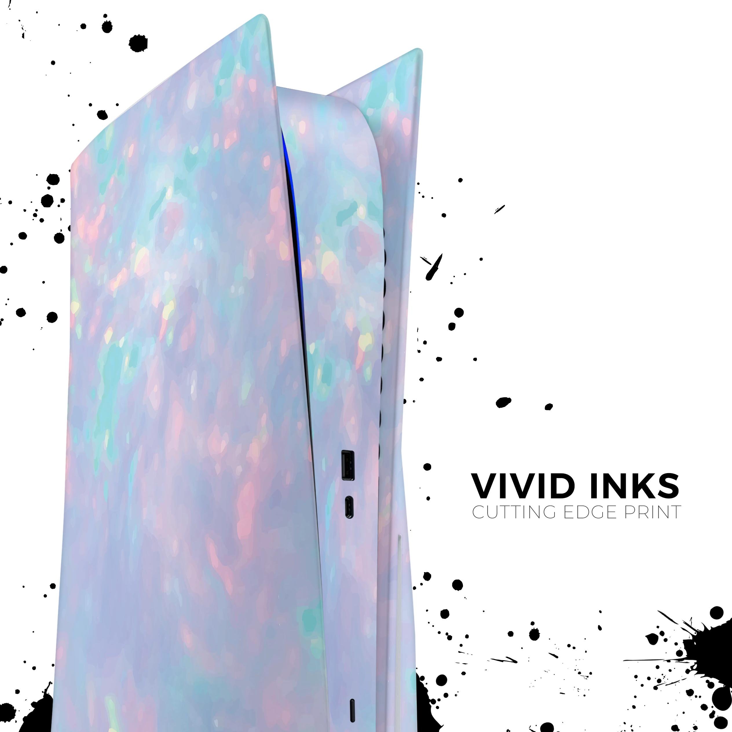 Blurry Opal Gemstone skin decal wrap kit for Sony Playstation 5, showcasing its vibrant design and smooth matte finish.