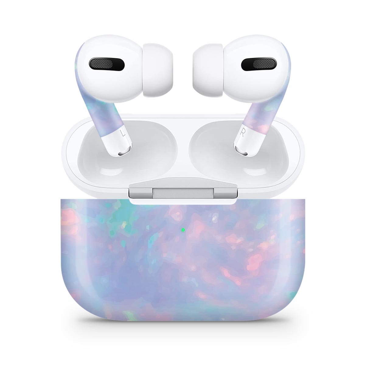 Blurry Opal Gemstone skin decal wrap kit for Apple AirPods Pro, showcasing its unique design and soft-touch finish.