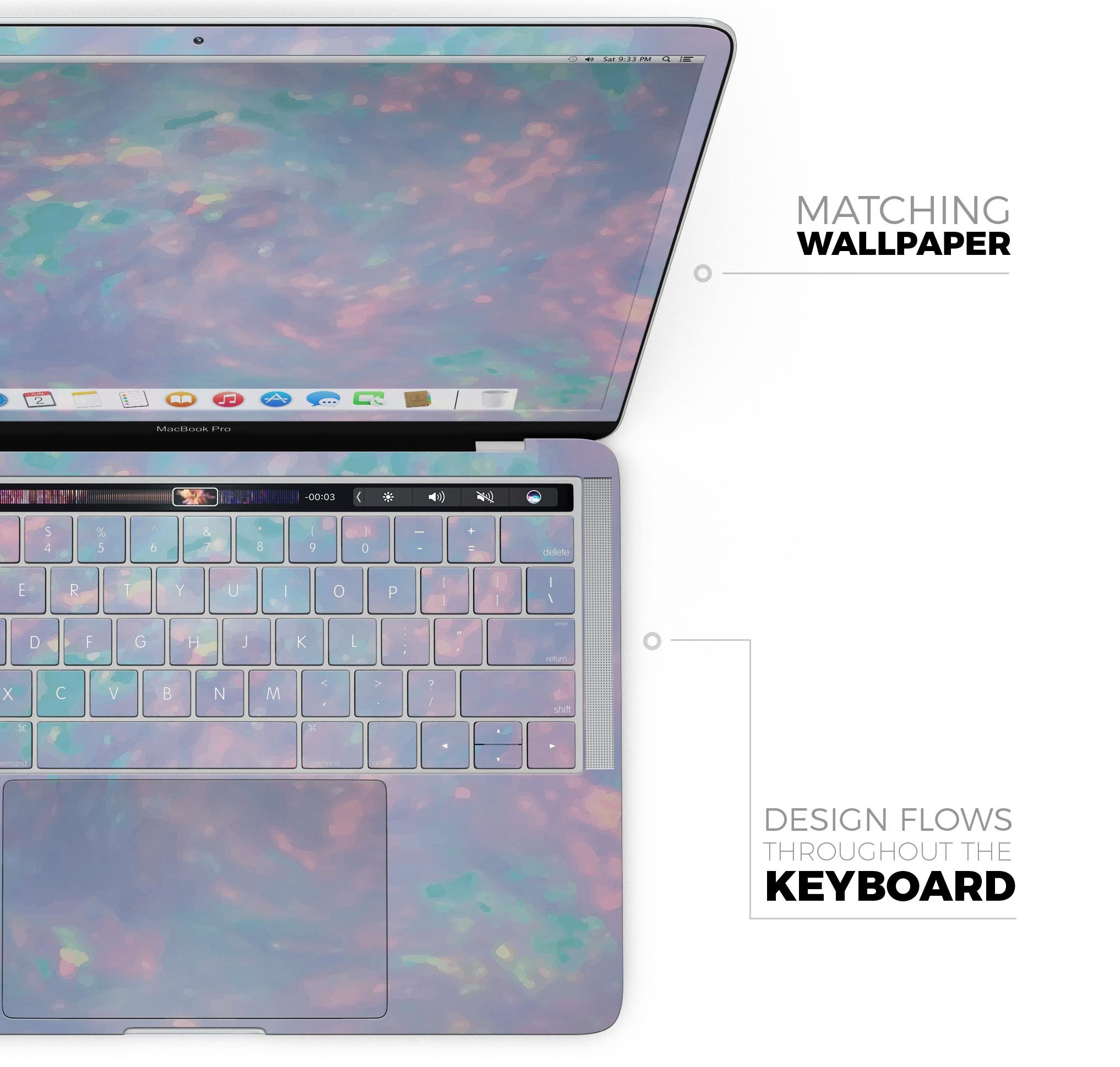 Blurry Opal Gemstone skin decal wrap kit for Apple MacBook, showcasing vibrant colors and a sleek design.