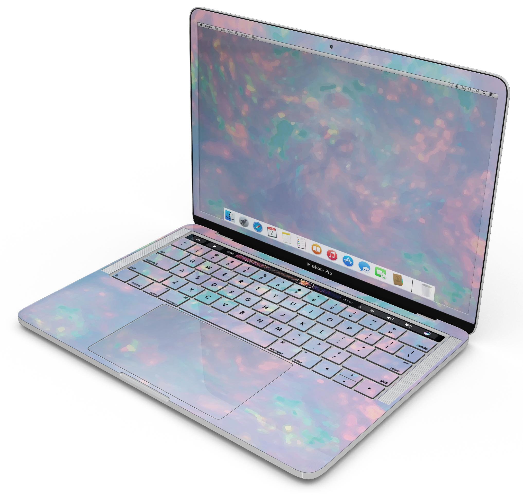 Blurry Opal Gemstone skin decal wrap kit for Apple MacBook, showcasing vibrant colors and a sleek design.