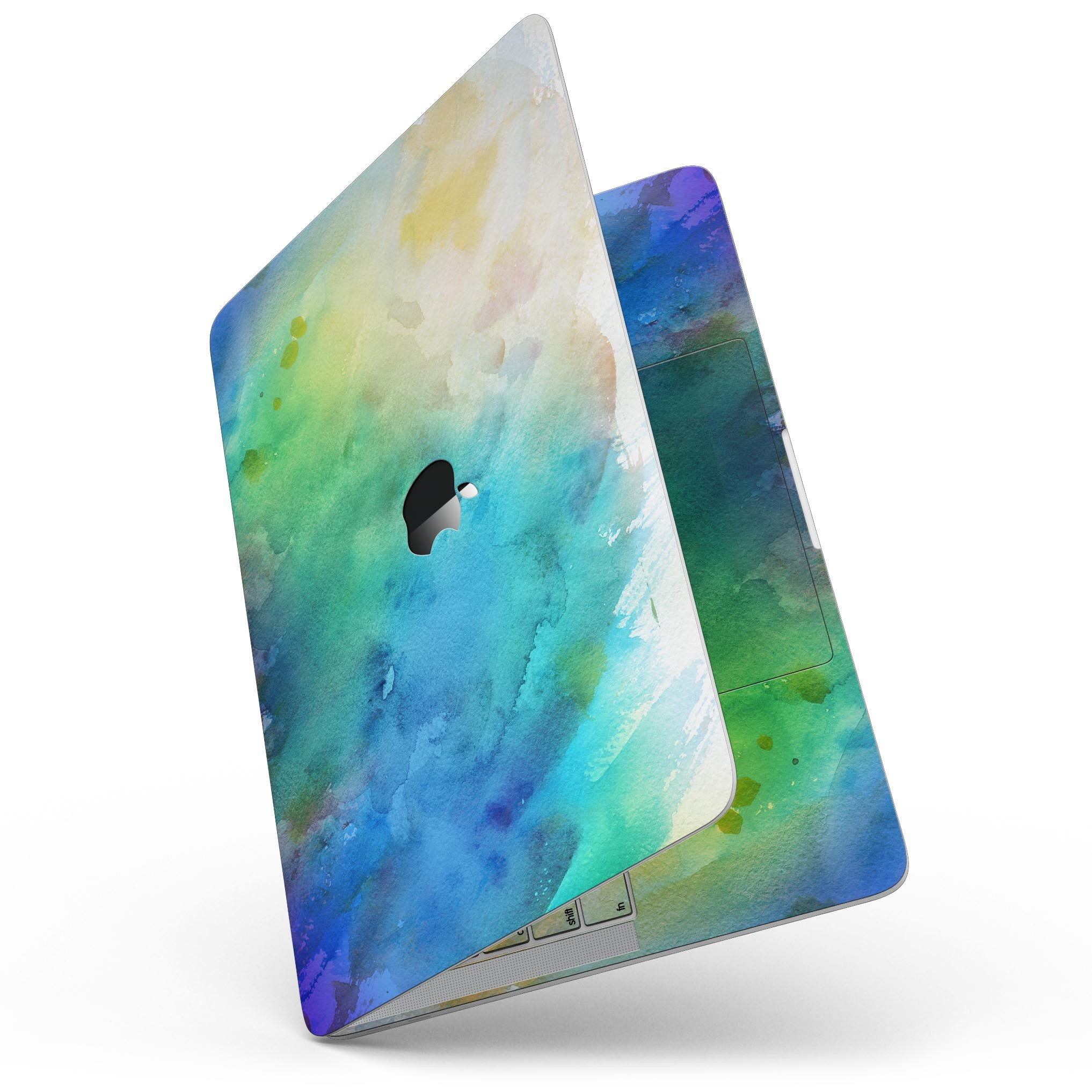 Blushed 493 Absorbed Watercolor Texture skin for 13" MacBook Pro, showcasing vibrant colors and artistic design.