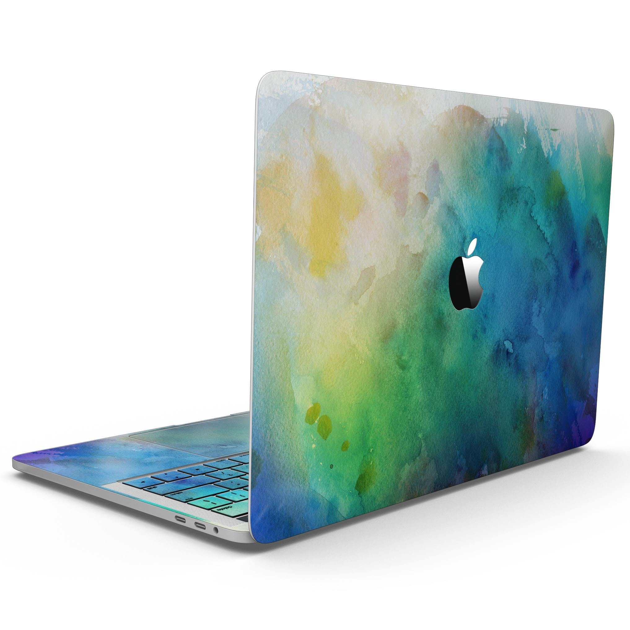 Blushed 493 Absorbed Watercolor Texture skin for 13" MacBook Pro, showcasing vibrant colors and artistic design.