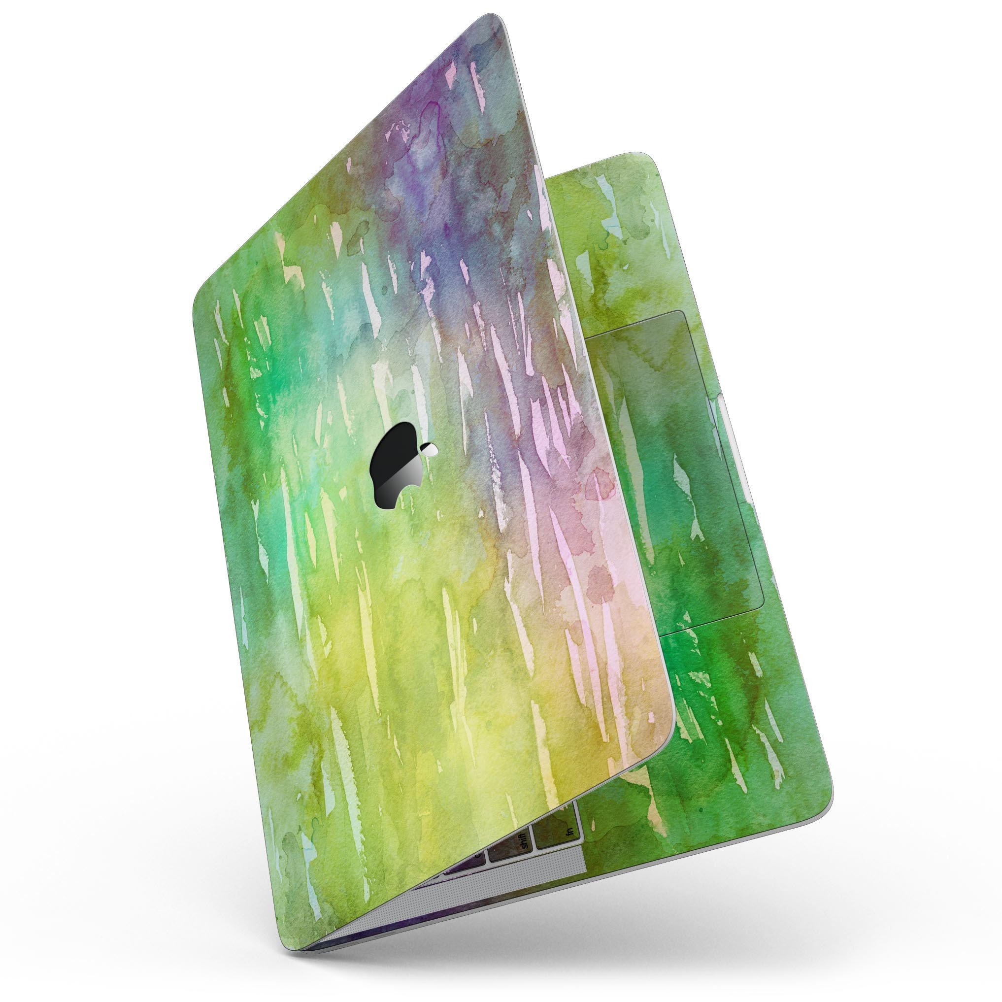 Blushed 754 Absorbed Watercolor Texture skin for 13" MacBook Pro, showcasing vibrant colors and a sleek design.