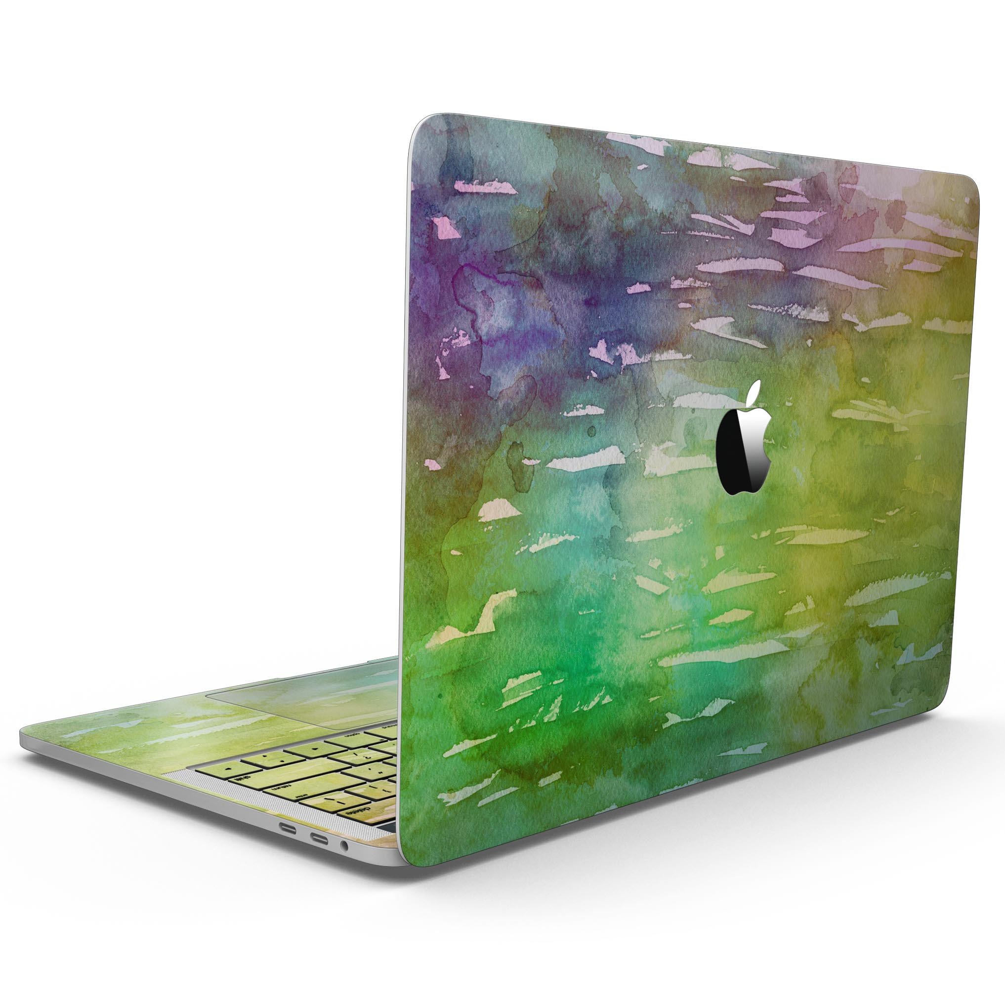 Blushed 754 Absorbed Watercolor Texture skin for 13" MacBook Pro, showcasing vibrant colors and a sleek design.