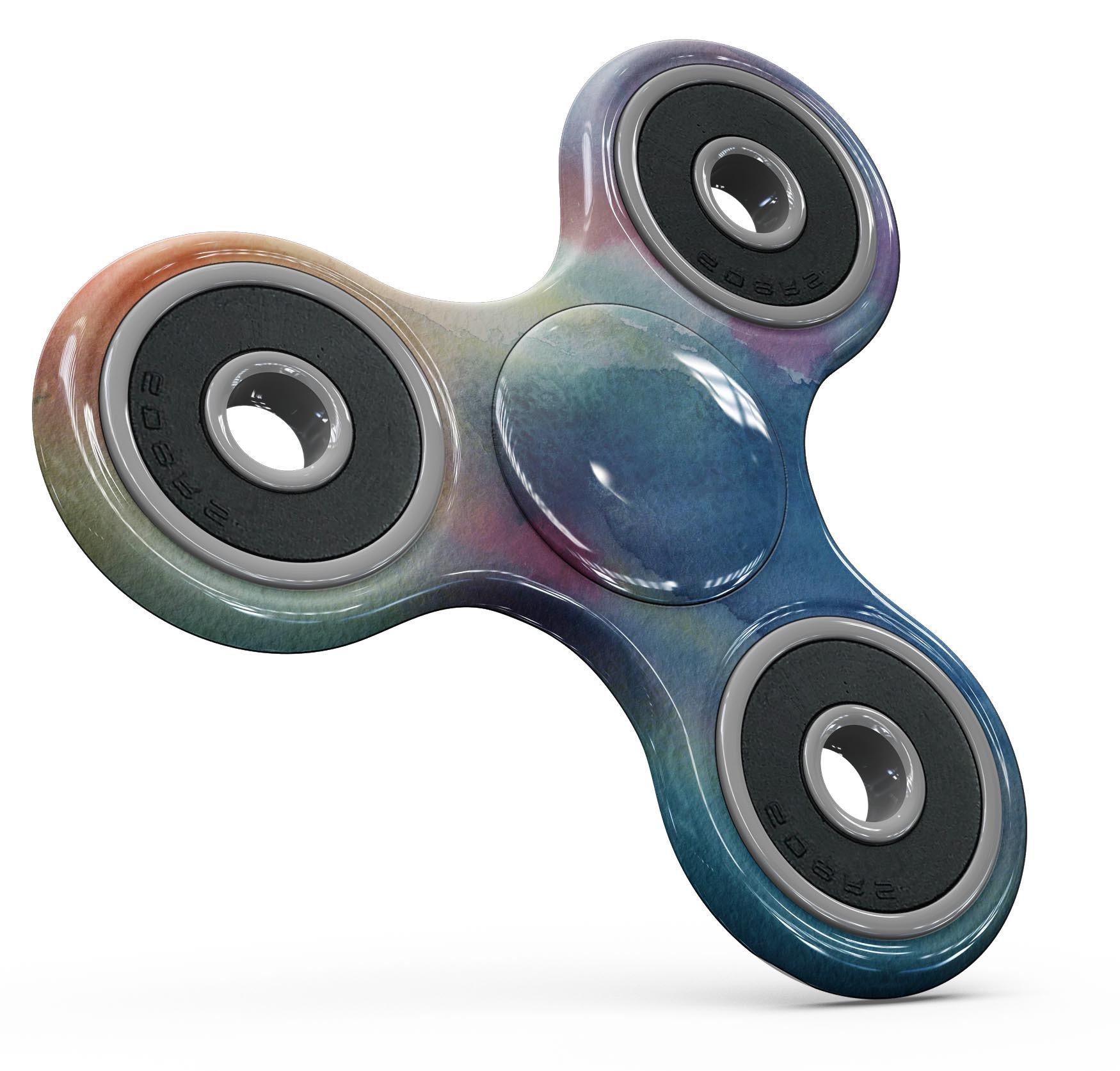 Blushed Blue 42 Absorbed Watercolor Texture skin for fidget spinner, showcasing vibrant colors and a smooth finish.