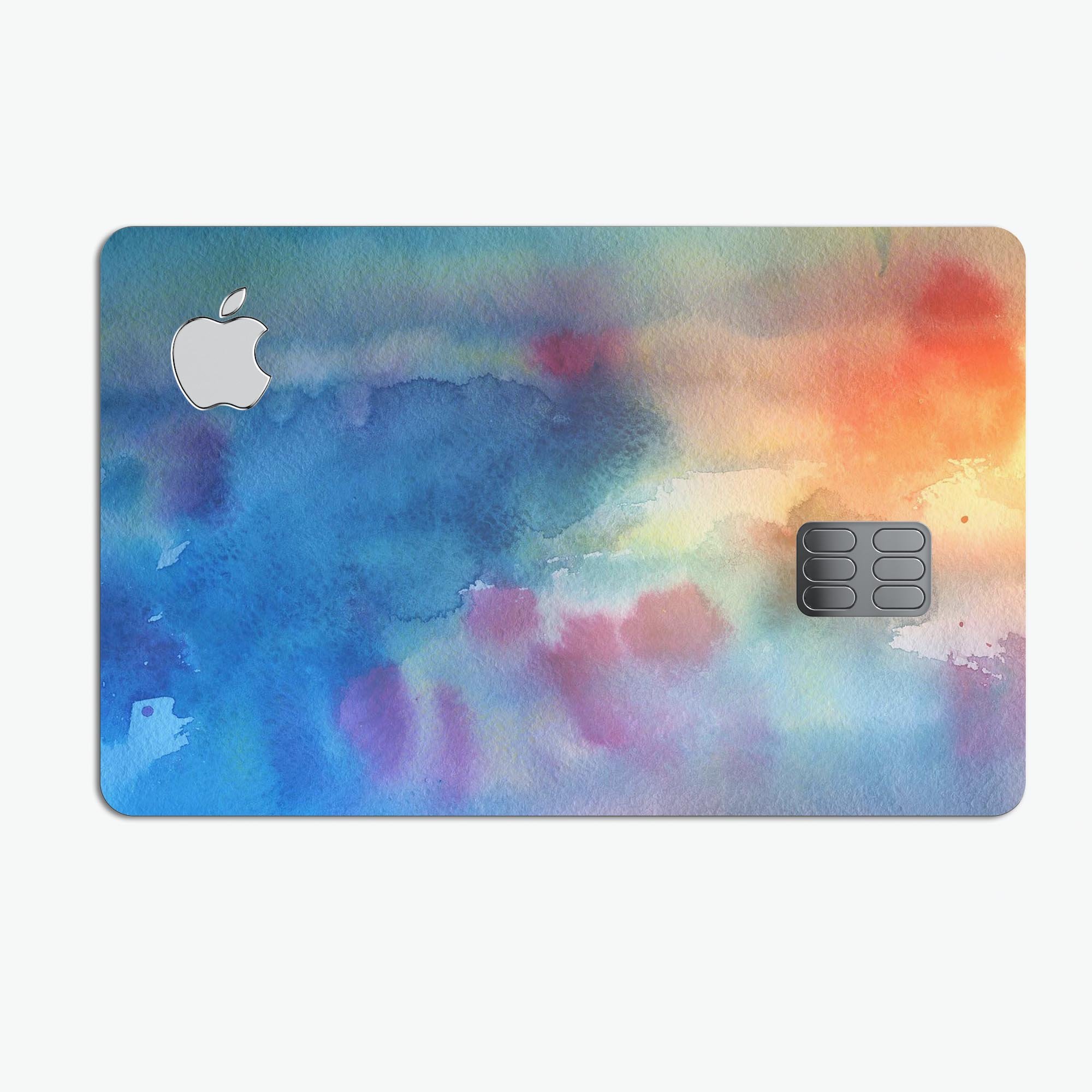 Blushed Blue 42 Absorbed Watercolor Texture decal for Apple Card, showcasing vibrant colors and premium vinyl material.