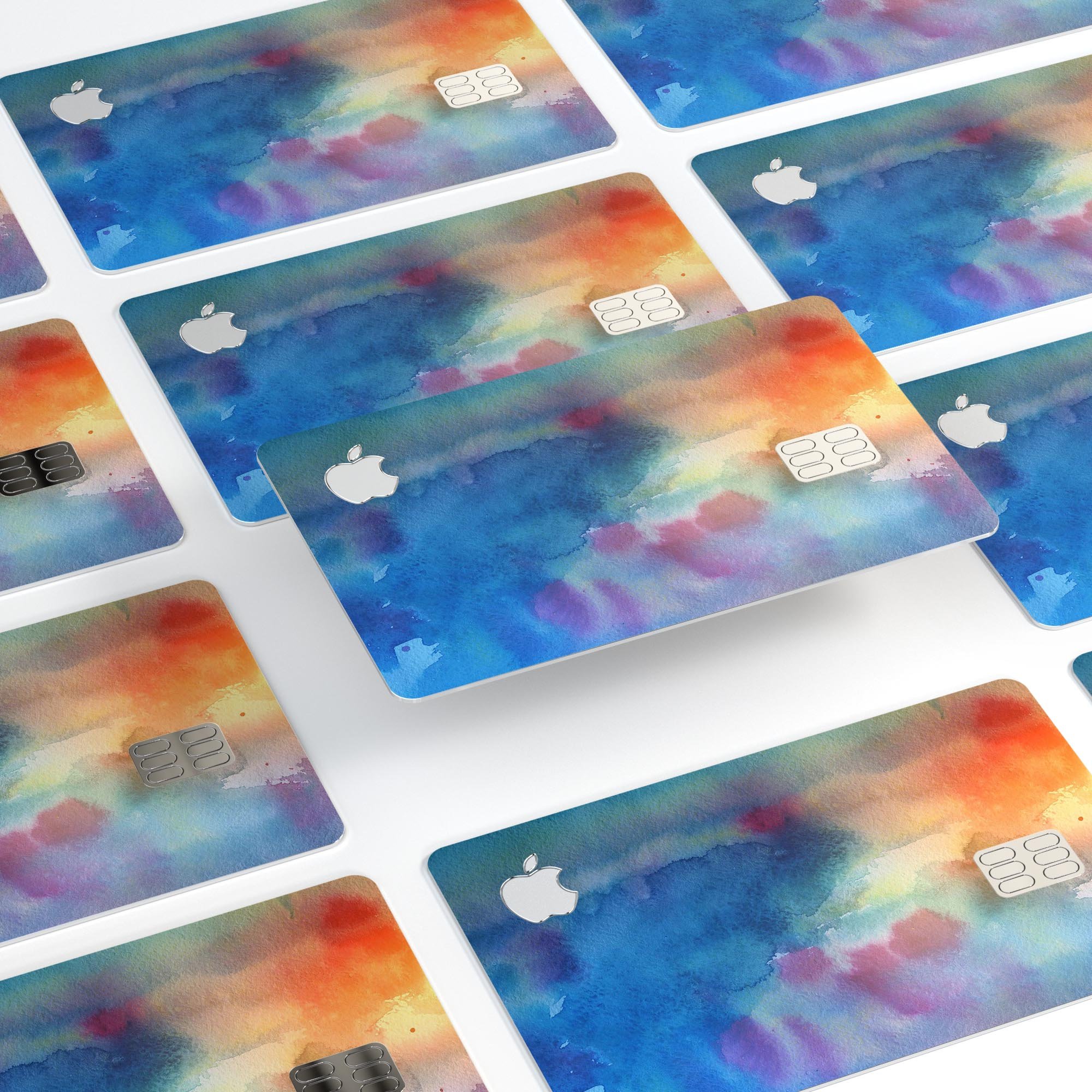 Blushed Blue 42 Absorbed Watercolor Texture decal for Apple Card, showcasing vibrant colors and premium vinyl material.