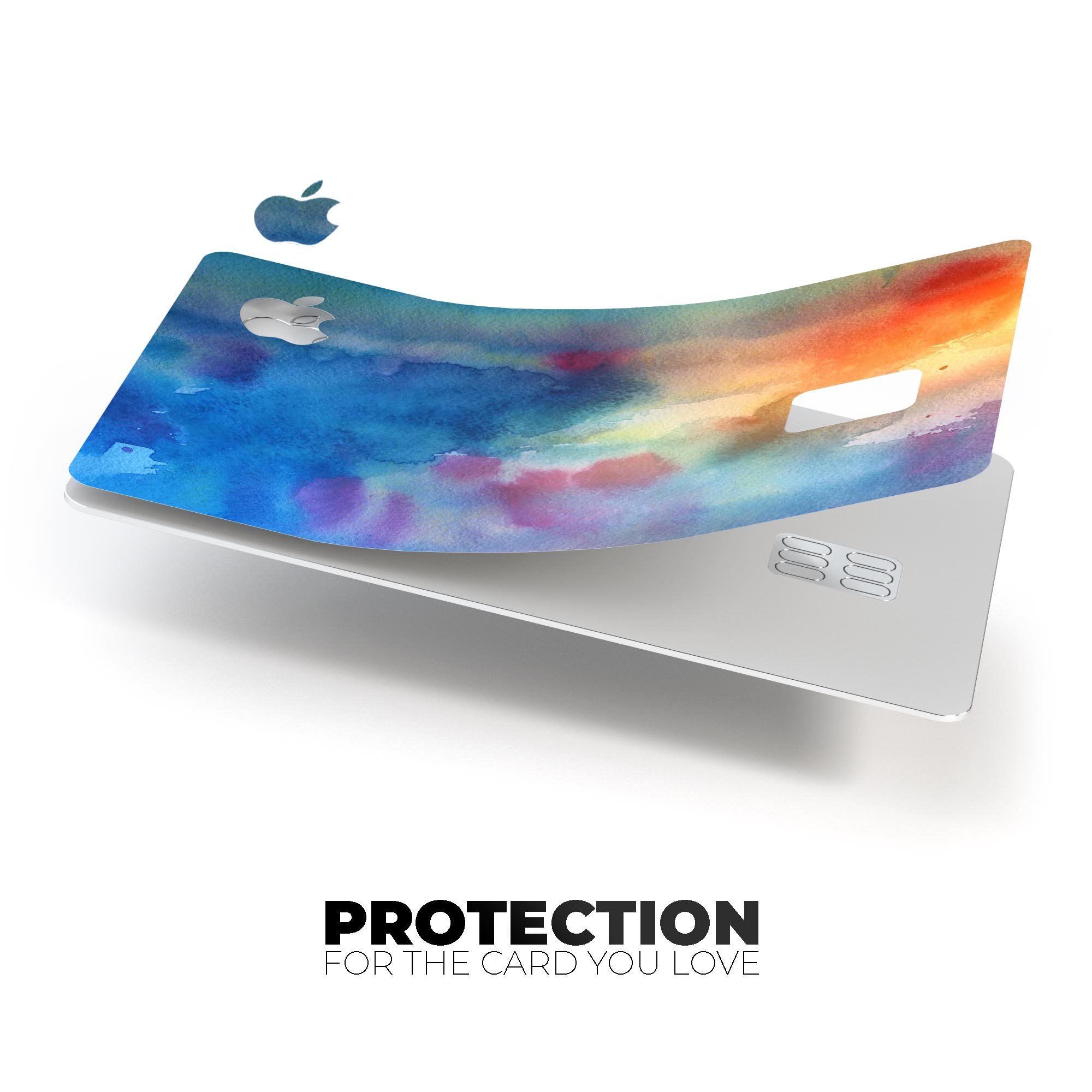 Blushed Blue 42 Absorbed Watercolor Texture decal for Apple Card, showcasing vibrant colors and premium vinyl material.