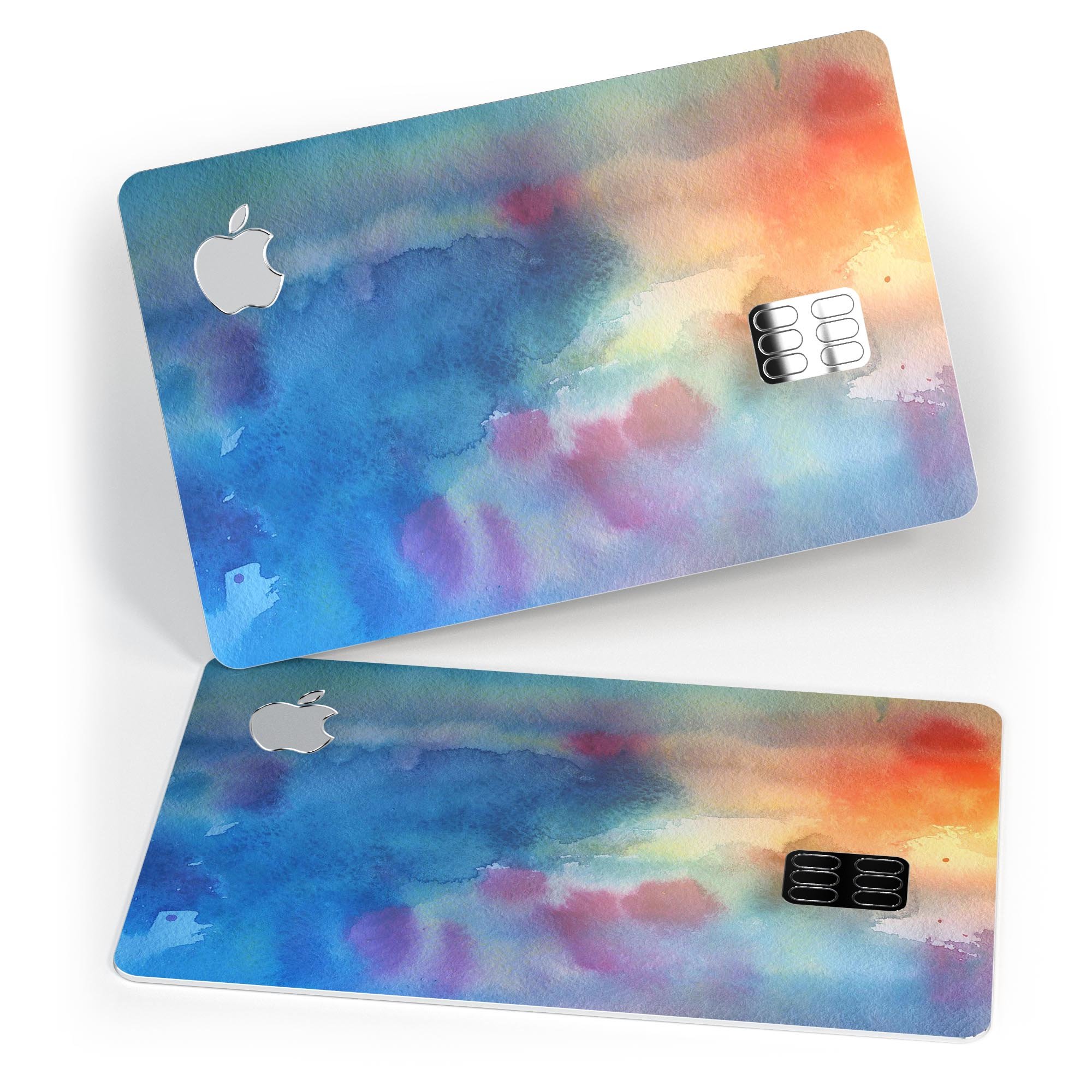 Blushed Blue 42 Absorbed Watercolor Texture decal for Apple Card, showcasing vibrant colors and premium vinyl material.