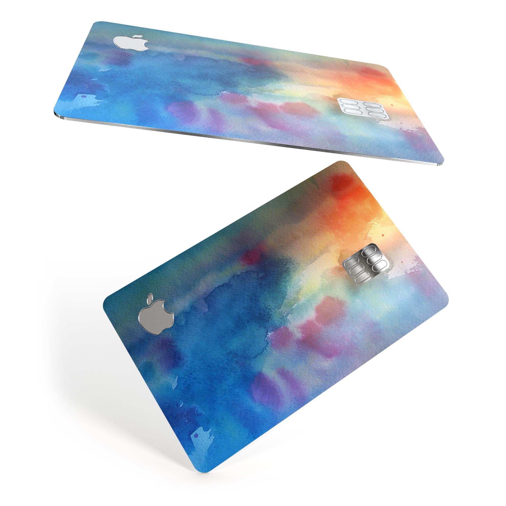 Blushed Blue 42 Absorbed Watercolor Texture decal for Apple Card, showcasing vibrant colors and premium vinyl material.