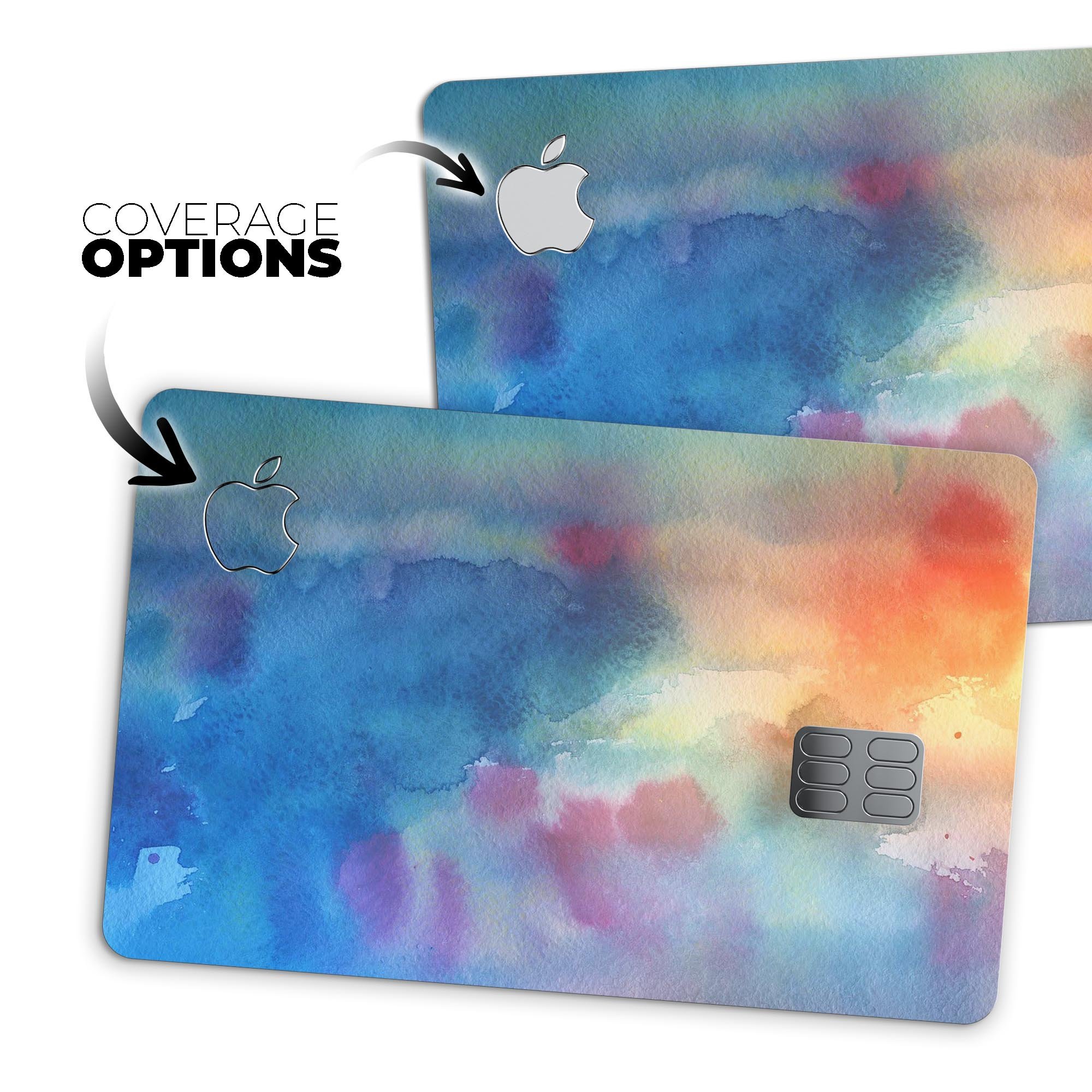 Blushed Blue 42 Absorbed Watercolor Texture decal for Apple Card, showcasing vibrant colors and premium vinyl material.