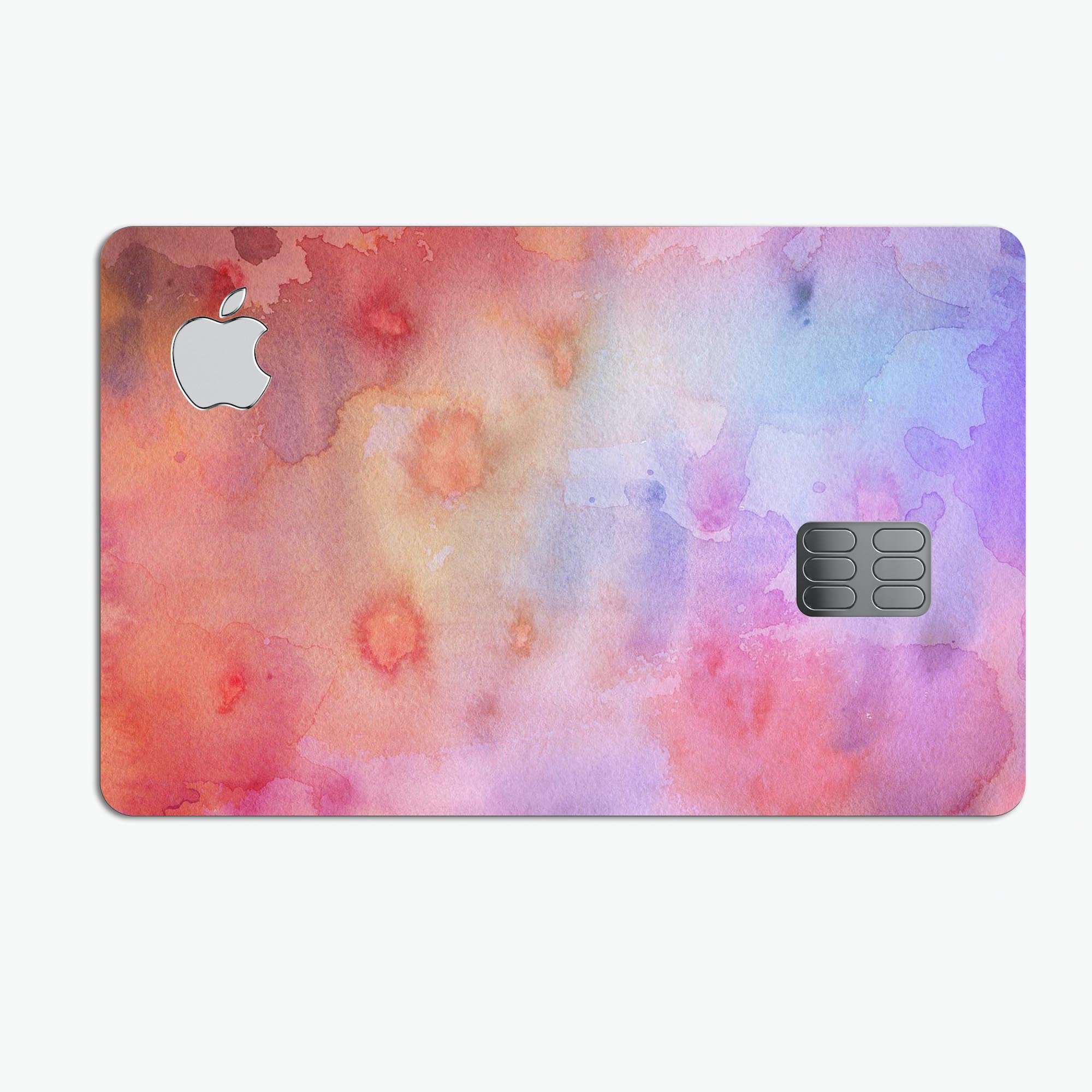 Blushed Blue 4224 Watercolor Texture skin for Apple Card, showcasing vibrant colors and premium vinyl material.