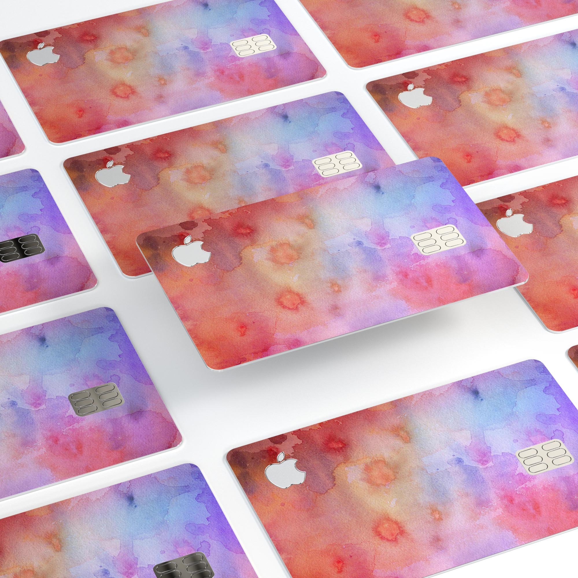 Blushed Blue 4224 Watercolor Texture skin for Apple Card, showcasing vibrant colors and premium vinyl material.