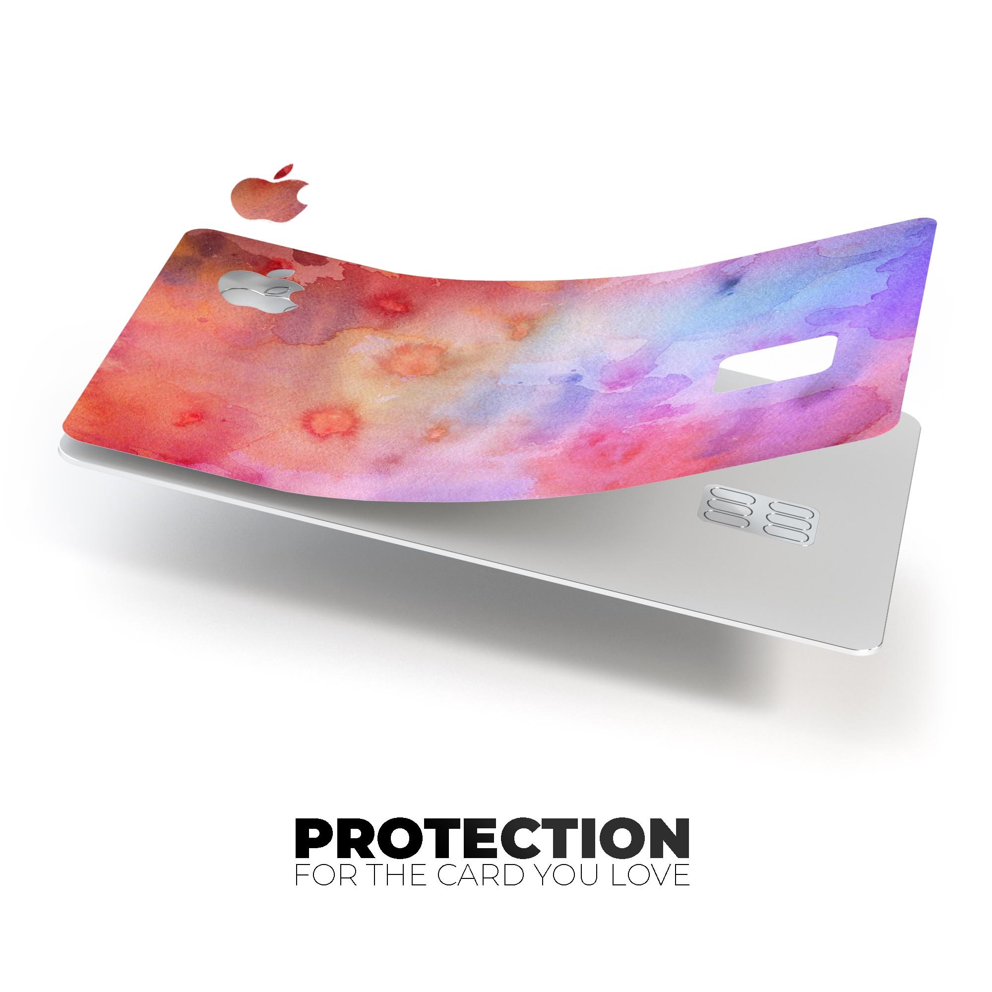 Blushed Blue 4224 Watercolor Texture skin for Apple Card, showcasing vibrant colors and premium vinyl material.