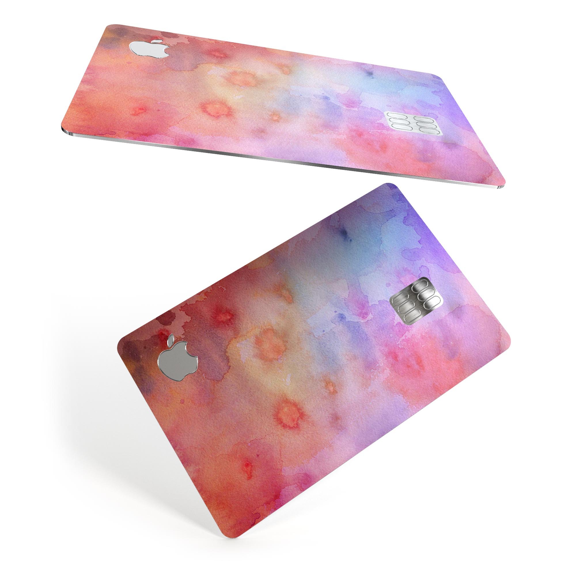 Blushed Blue 4224 Watercolor Texture skin for Apple Card, showcasing vibrant colors and premium vinyl material.