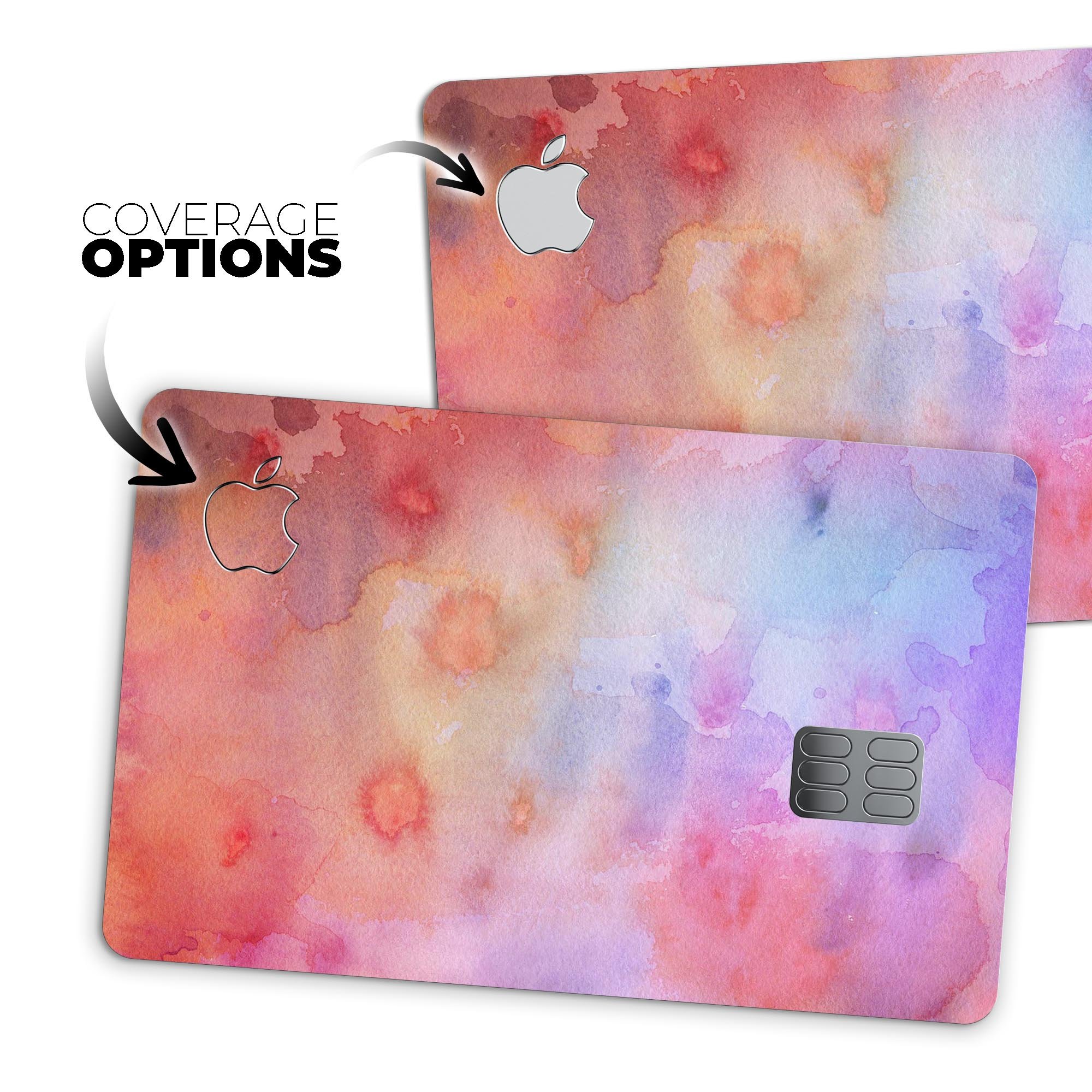 Blushed Blue 4224 Watercolor Texture skin for Apple Card, showcasing vibrant colors and premium vinyl material.