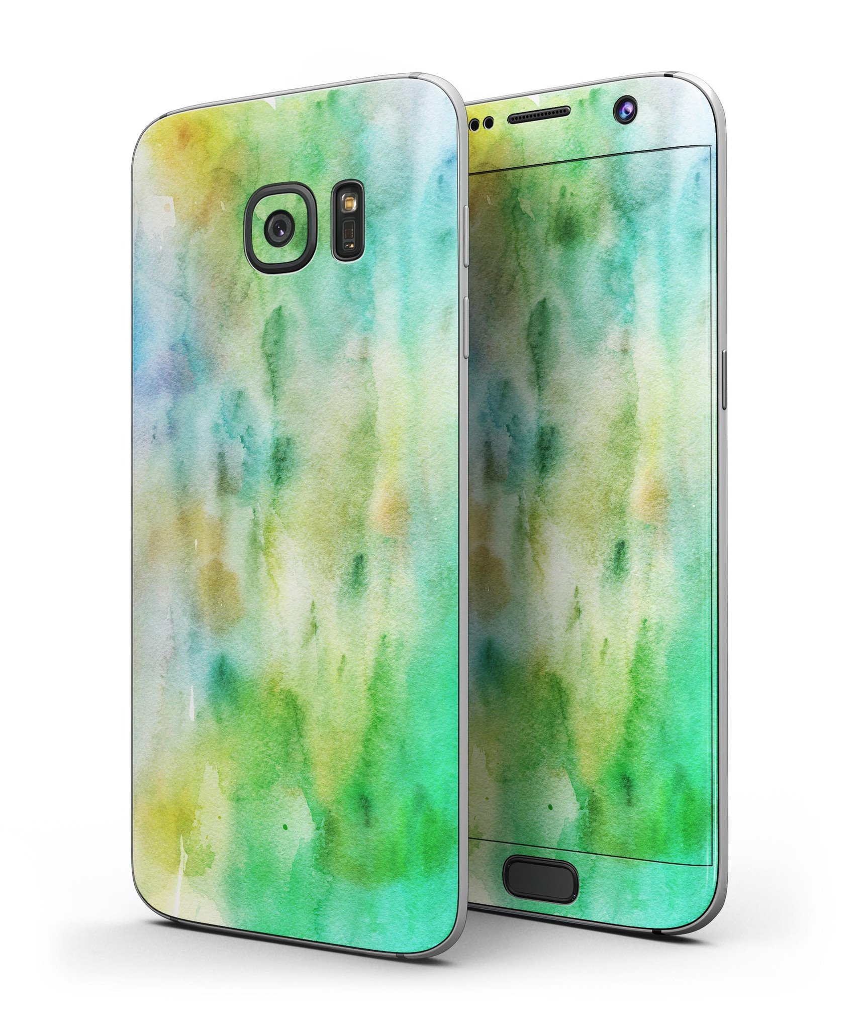 Blushed Green 32 Absorbed Watercolor Texture skin for Samsung Galaxy S7, showcasing vibrant colors and a sleek design.