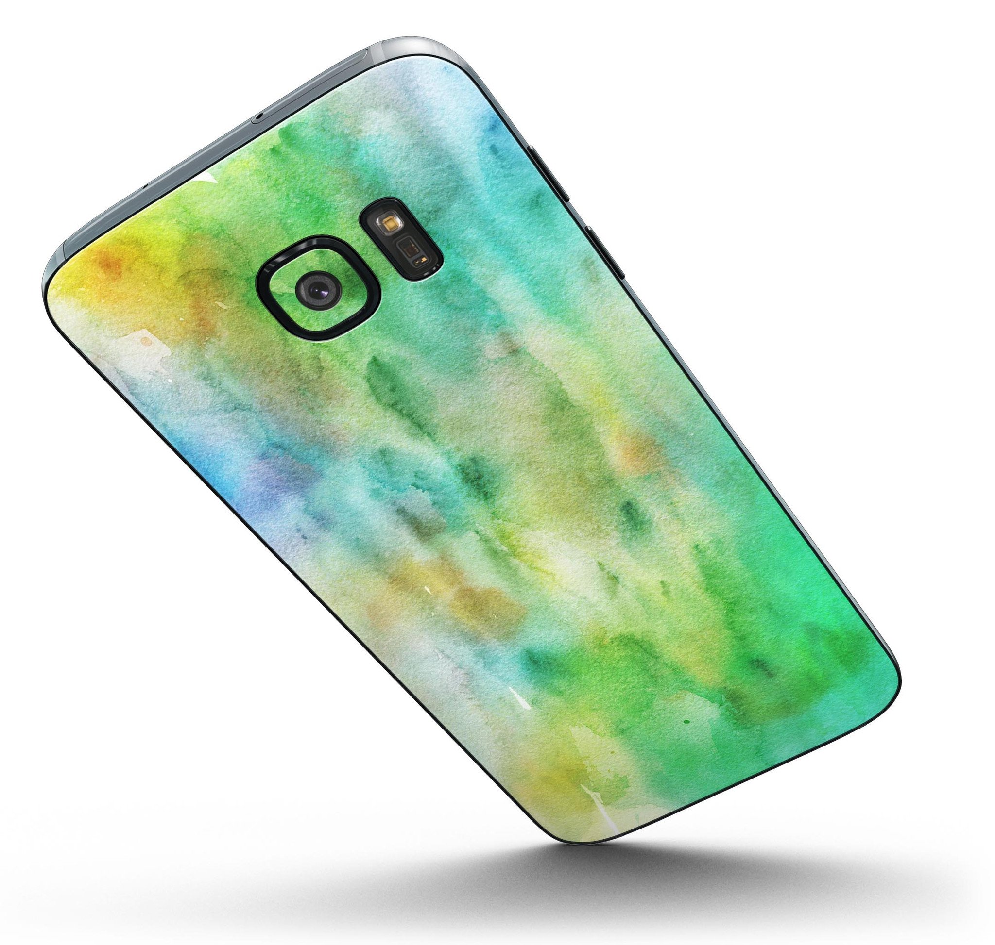 Blushed Green 32 Absorbed Watercolor Texture skin for Samsung Galaxy S7, showcasing vibrant colors and a sleek design.