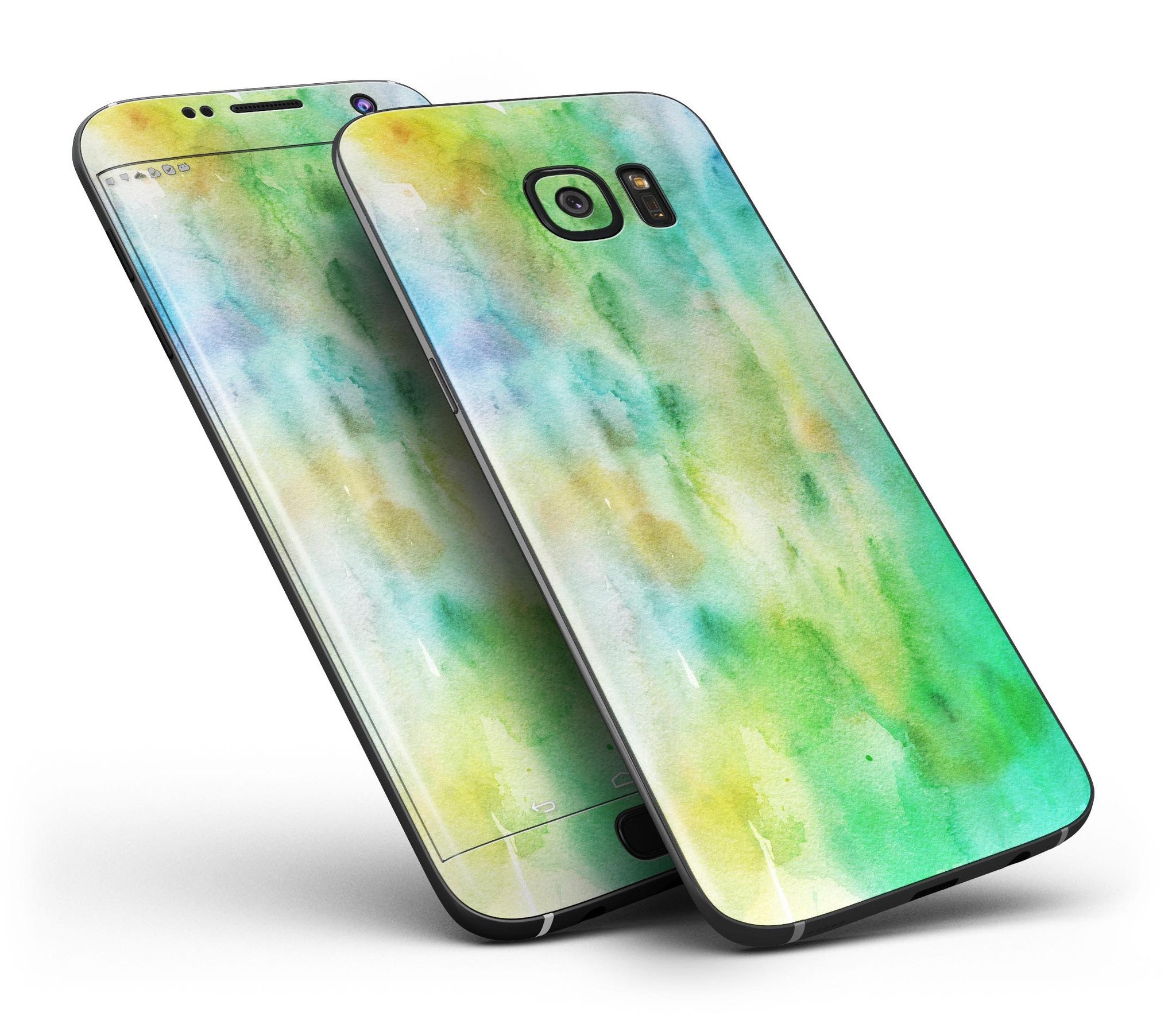 Blushed Green 32 Absorbed Watercolor Texture skin for Samsung Galaxy S7, showcasing vibrant colors and a sleek design.