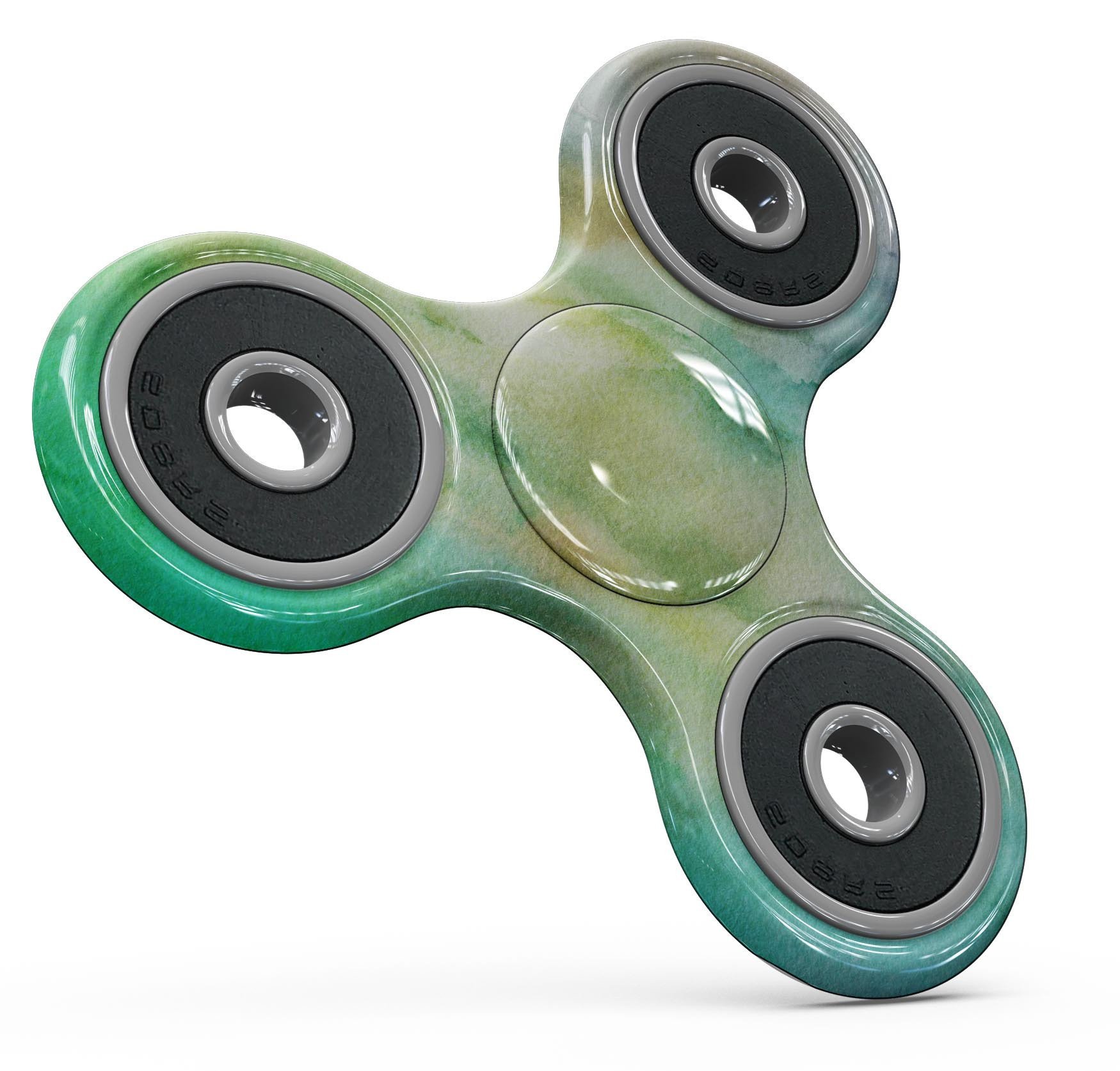 Blushed Green 32 Absorbed Watercolor Texture Full-Body Fidget Spinner skin showcasing vibrant colors and a smooth finish.