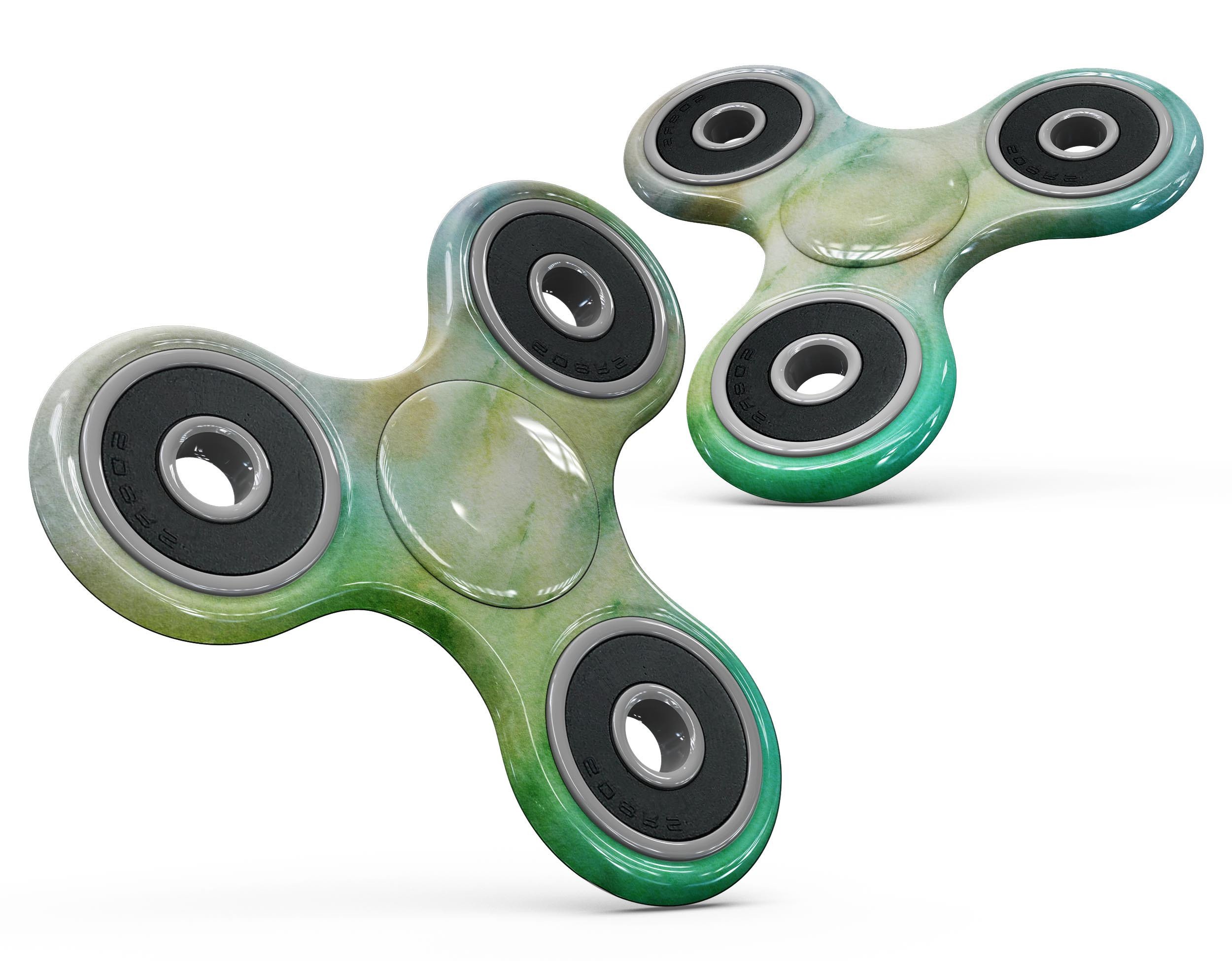 Blushed Green 32 Absorbed Watercolor Texture Full-Body Fidget Spinner skin showcasing vibrant colors and a smooth finish.