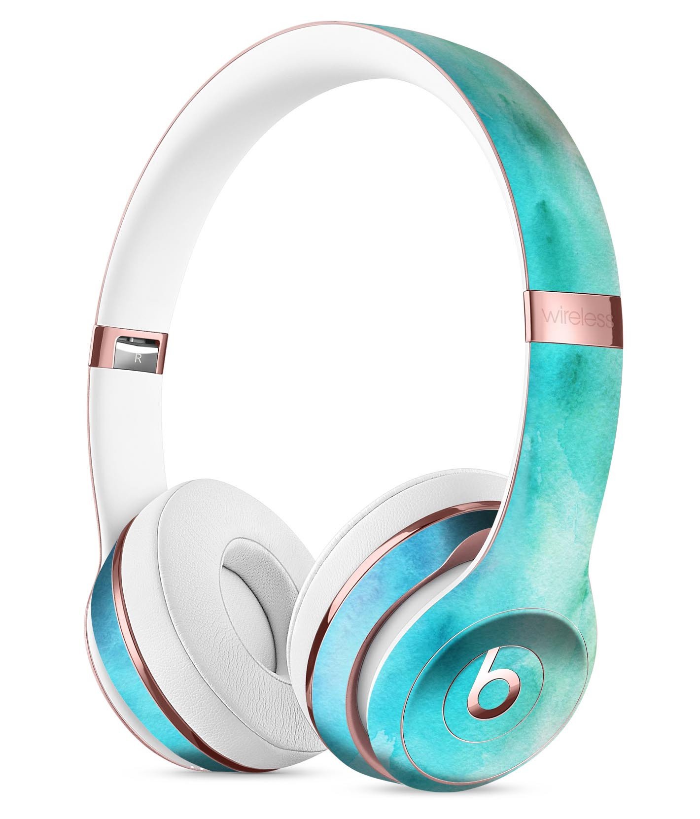 Blushed Mint 32 Absorbed Watercolor Texture Skin Kit for Beats by Dre Solo 3 Wireless Headphones, showcasing vibrant colors and texture.