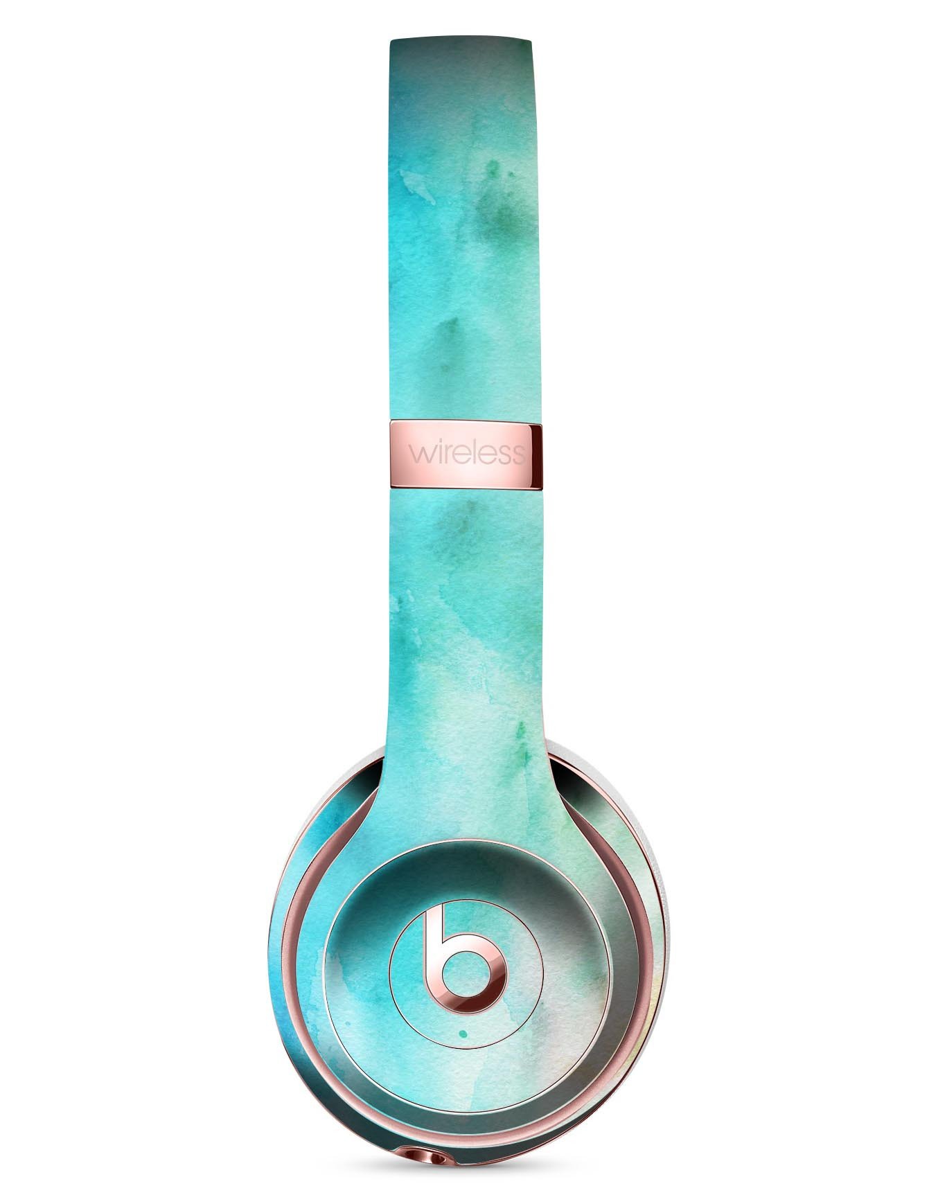 Blushed Mint 32 Absorbed Watercolor Texture Skin Kit for Beats by Dre Solo 3 Wireless Headphones, showcasing vibrant colors and texture.