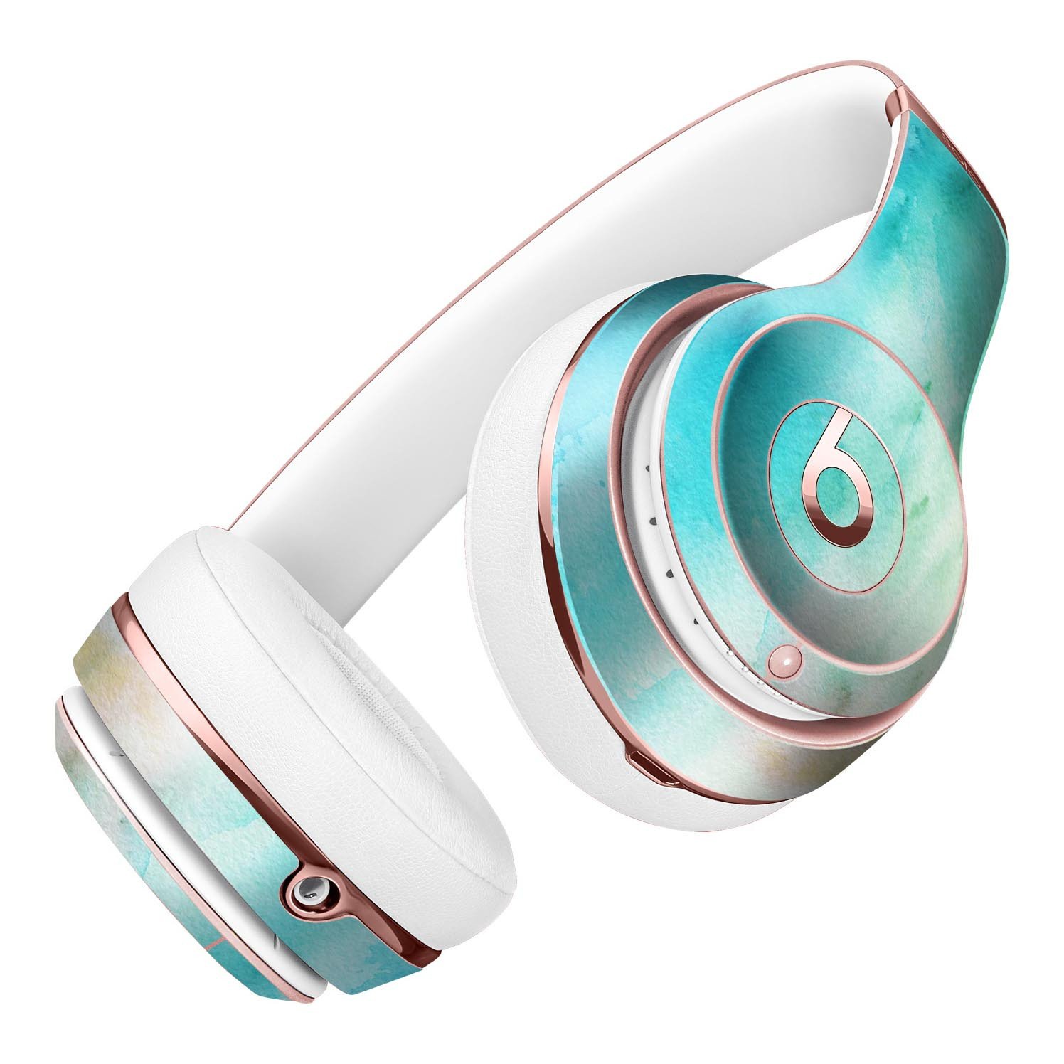 Blushed Mint 32 Absorbed Watercolor Texture Skin Kit for Beats by Dre Solo 3 Wireless Headphones, showcasing vibrant colors and texture.