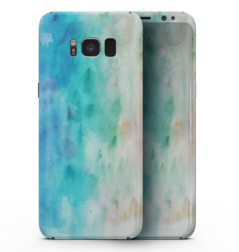 Blushed Mint 32 Absorbed Watercolor Texture skin for Samsung Galaxy S8, showcasing vibrant colors and a sleek design.