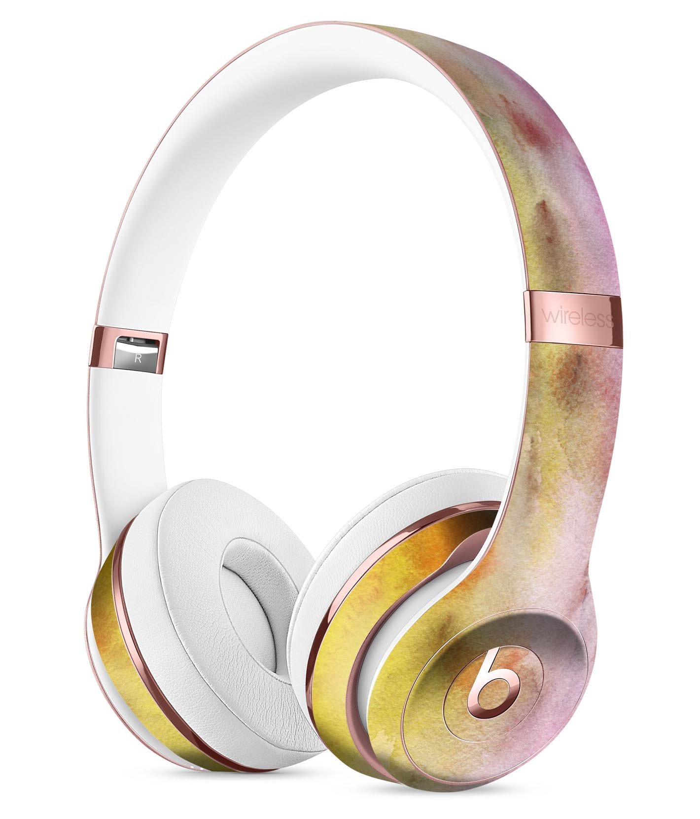 Blushed Pink Watercolor Texture Skin Kit for Beats by Dre Solo 3 Wireless Headphones, showcasing vibrant colors and precise cut.