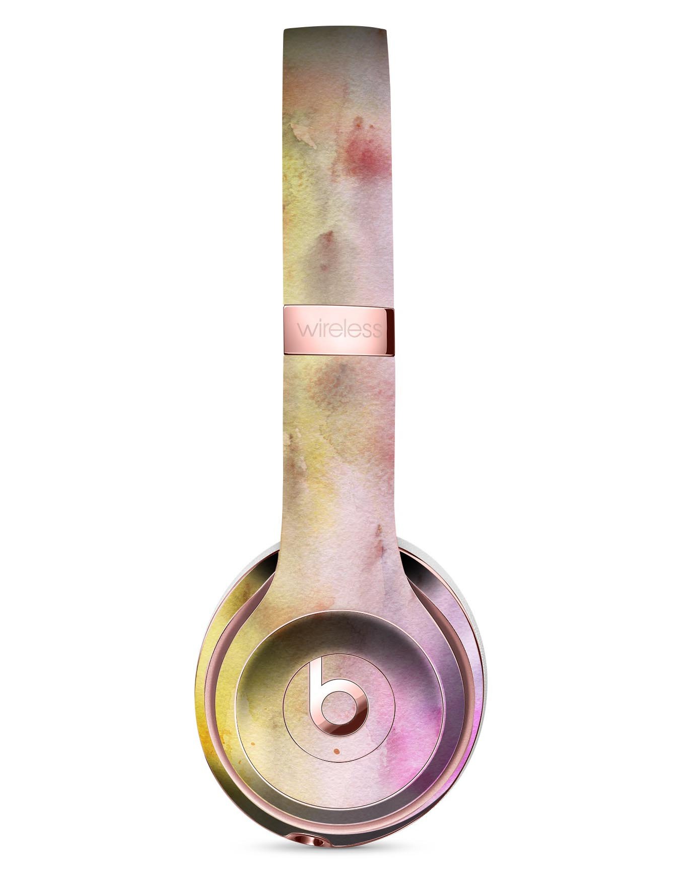 Blushed Pink Watercolor Texture Skin Kit for Beats by Dre Solo 3 Wireless Headphones, showcasing vibrant colors and precise cut.