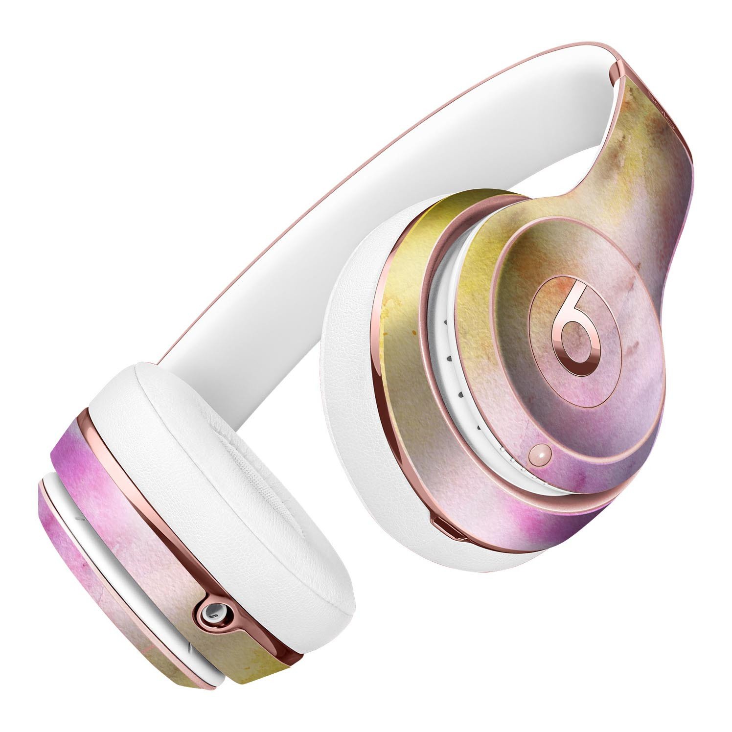 Blushed Pink Watercolor Texture Skin Kit for Beats by Dre Solo 3 Wireless Headphones, showcasing vibrant colors and precise cut.