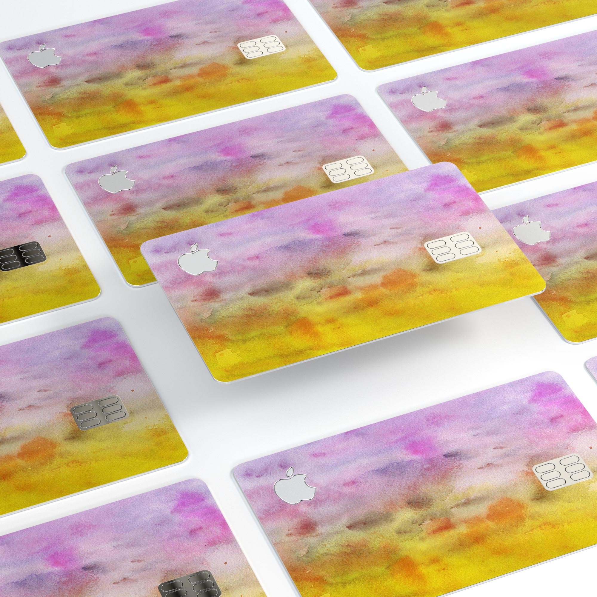 Blushed Pink 32 Absorbed Watercolor Texture decal on an Apple Card, showcasing its vibrant design and premium quality.