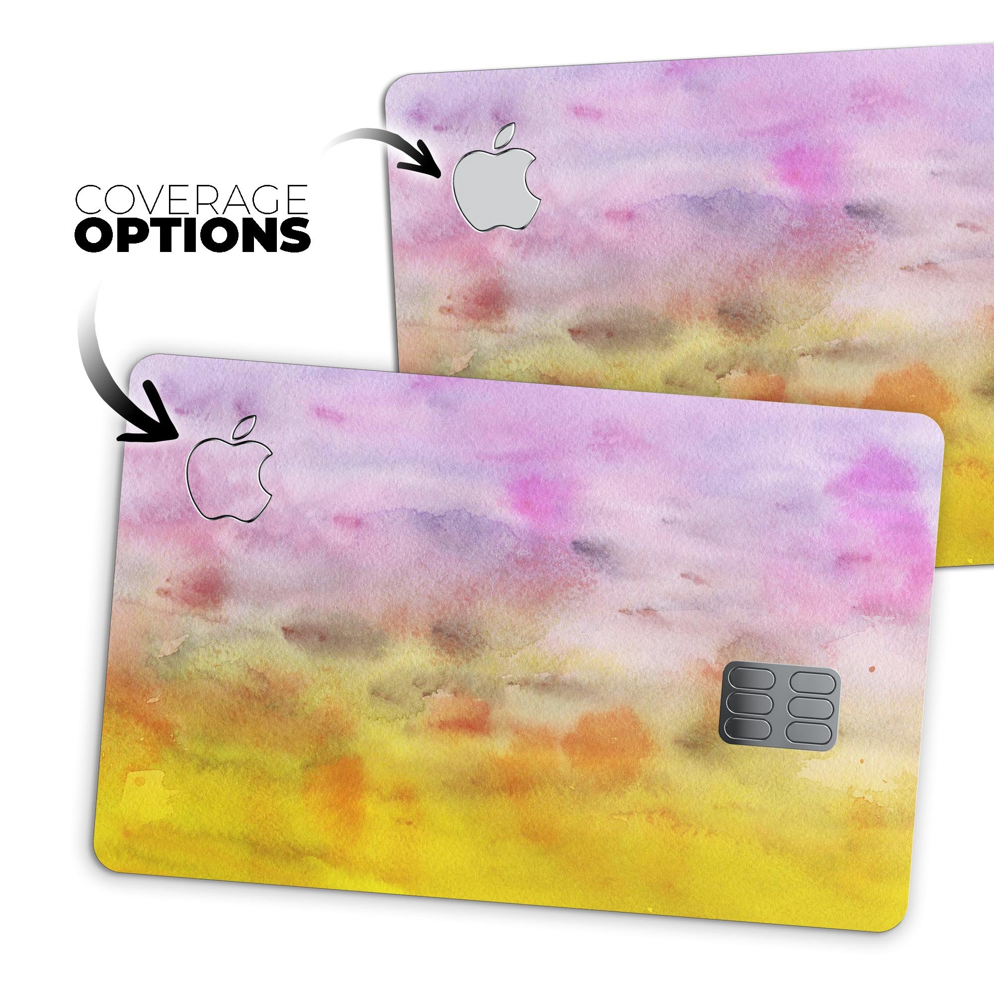 Blushed Pink 32 Absorbed Watercolor Texture decal on an Apple Card, showcasing its vibrant design and premium quality.